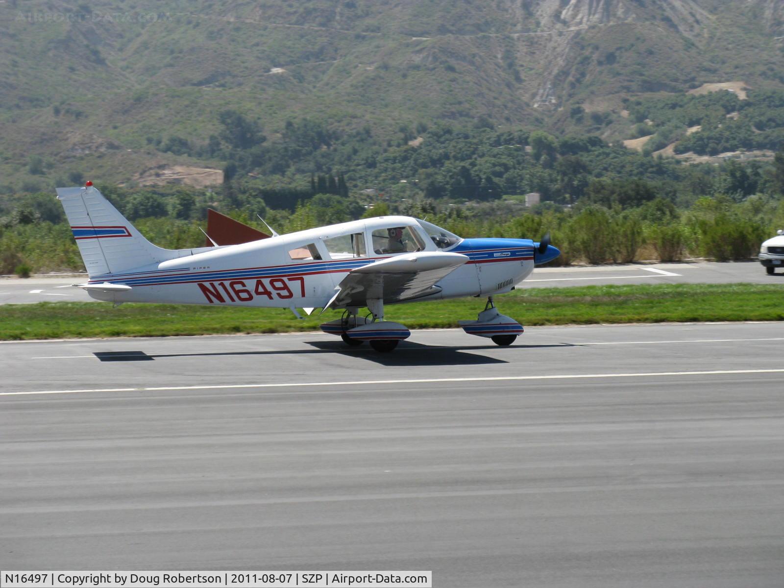 N16497, 1973 Piper PA-28-235 Cherokee Charger C/N 28-7310101, 1973 Piper PA-28-235 CHEROKEE CHARGER, Lycoming O-540-D4B5 235 Hp, landing roll Rwy 22