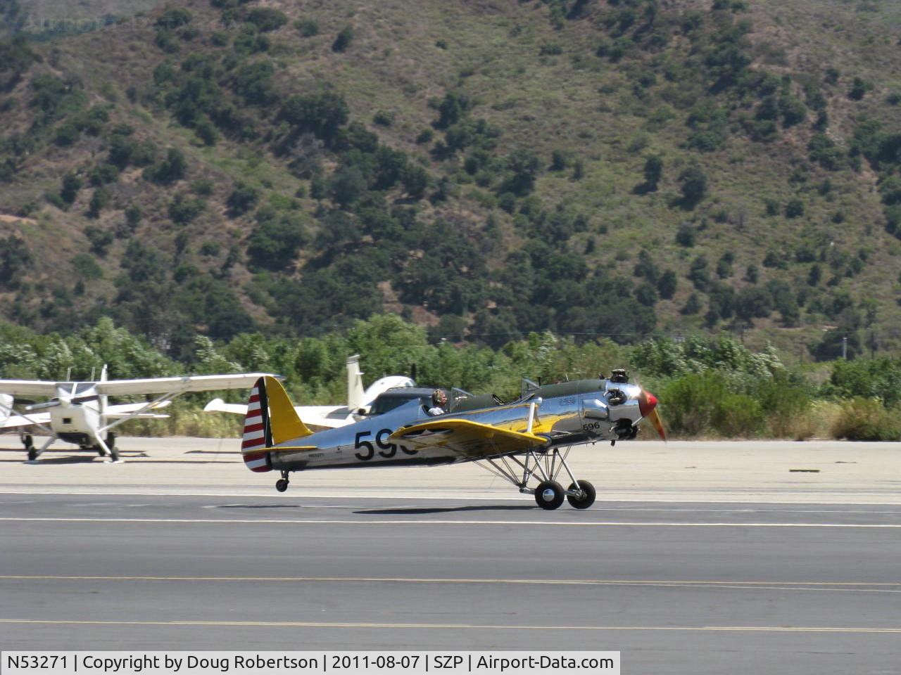 N53271, 1941 Ryan Aeronautical ST3KR C/N 1625, Ryan Aeronautical ST-3KR as PT-22, Kinner R5-540-1 160 Hp radial, landing roll Rwy 22