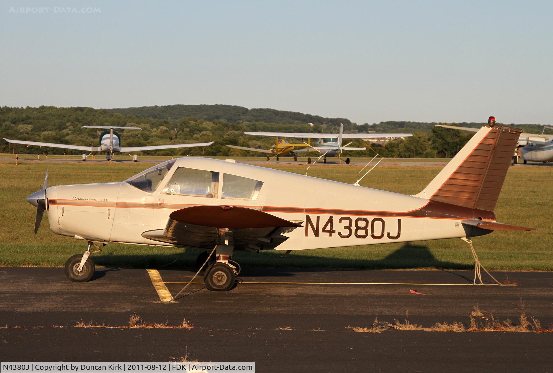 N4380J, 1967 Piper PA-28-140 Cherokee C/N 28-22766, Evening on the busy ramp at Frederick