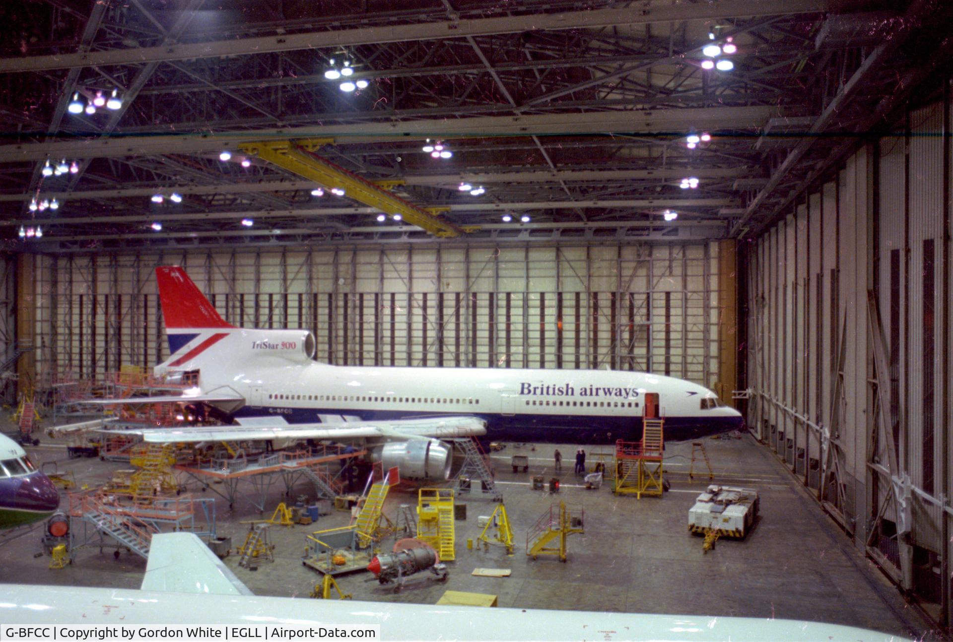 G-BFCC, 1979 Lockheed L-1011-385-3 TriStar K1 (500) C/N 193V-1164, Undergoing maintenance at TBE Heathrow