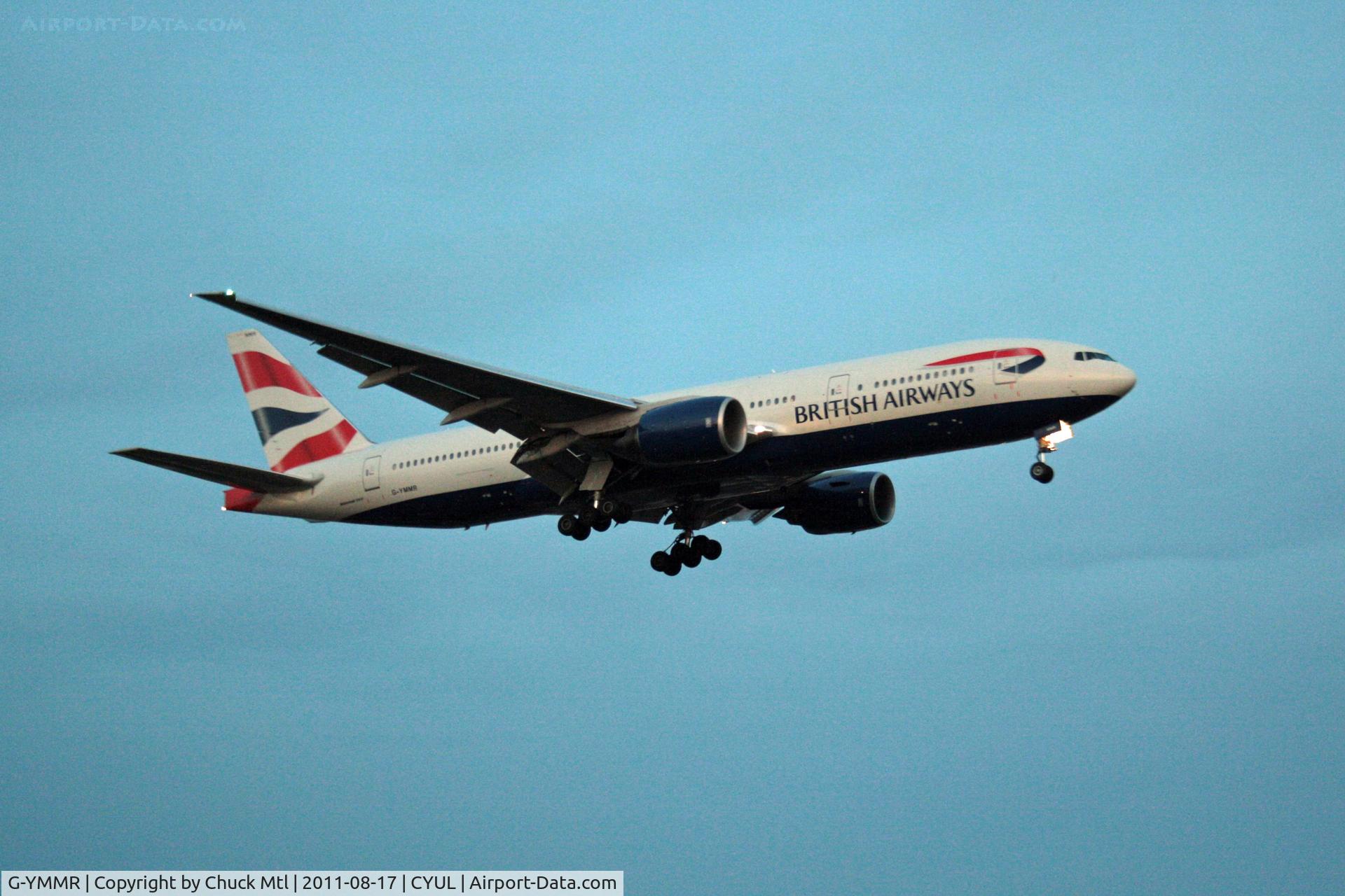G-YMMR, 2008 Boeing 777-236 C/N 36516, Nigh time arrival on runway 28R at Montréal-Trudeau