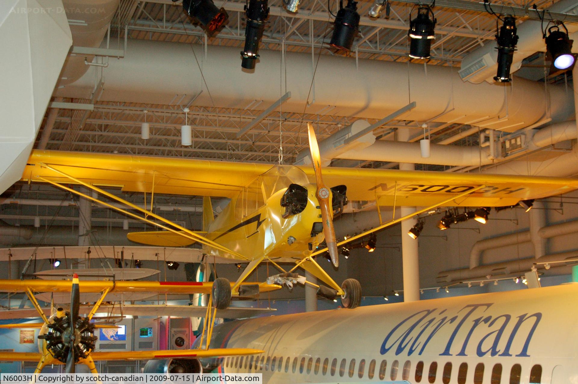 N6003H, 1946 Piper J3C-65 Cub C/N 19138, Piper J-3 Cub at the Virginia Air & Space Center, Hampton, VA