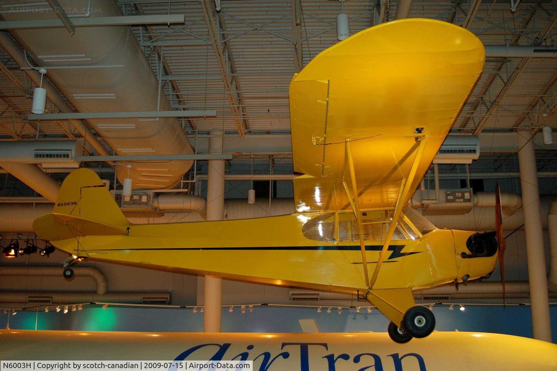 N6003H, 1946 Piper J3C-65 Cub C/N 19138, Piper J-3 Cub at the Virginia Air & Space Center, Hampton, VA