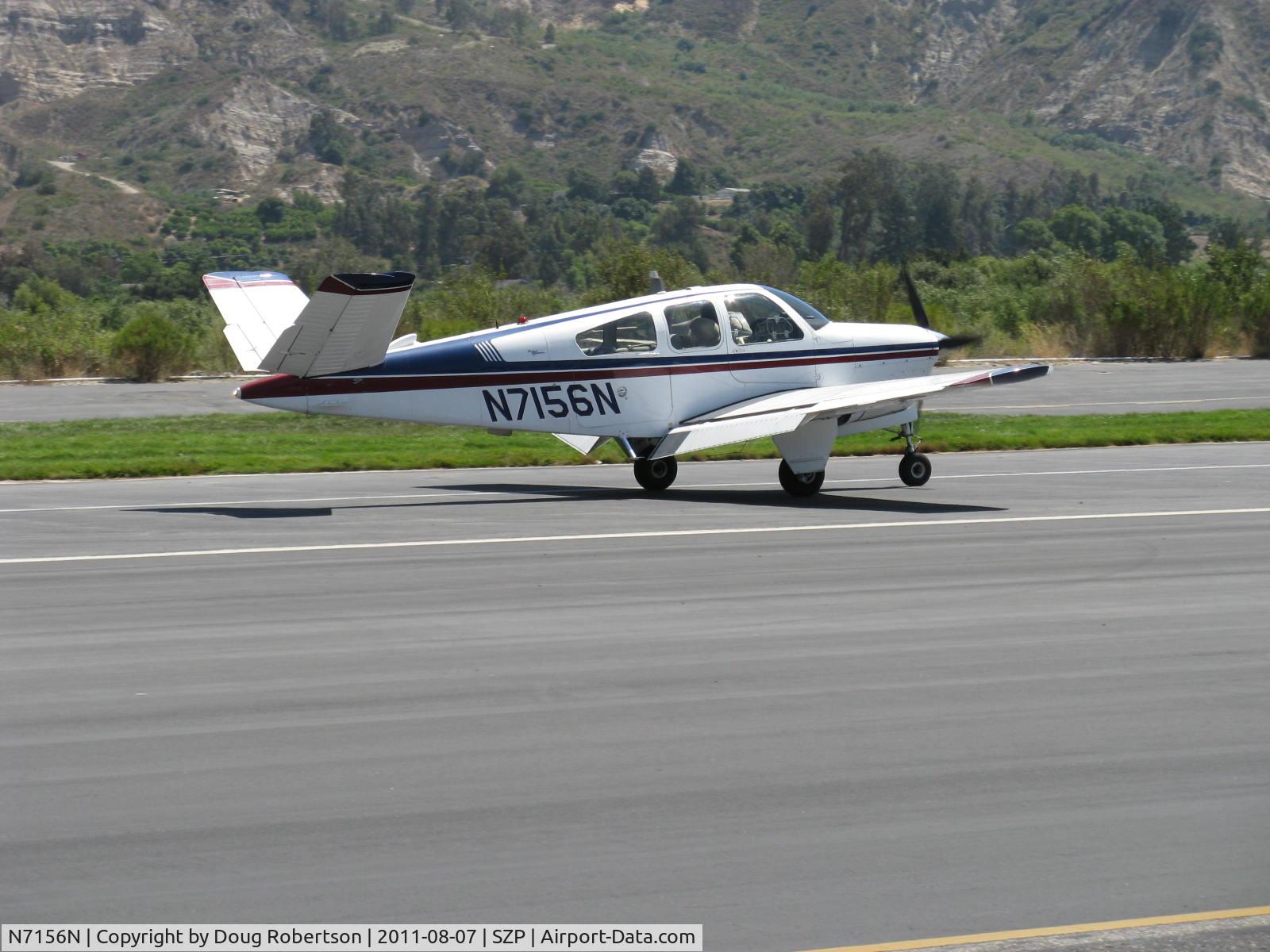 N7156N, 1968 Beech V35A Bonanza C/N D-8687, 1968 Beech V35A BONANZA, Continental IO-520-B 285 Hp, landing roll Rwy 22