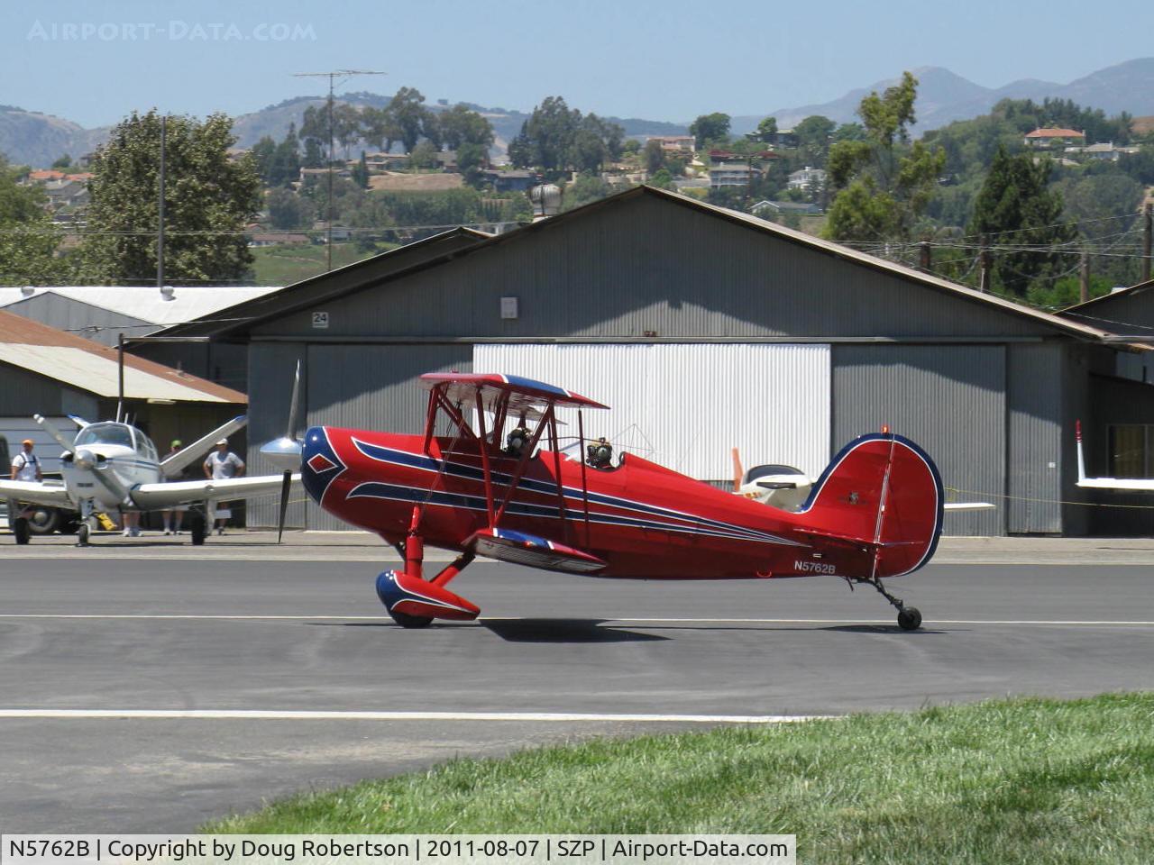 N5762B, 1980 Great Lakes 2T-1A-2 Sport Trainer C/N 0833, 1980 Great Lakes 2T-1A-2 SPORT TRAINER, Lycoming AEIO-360-B1FG 180 Hp, landing roll Rwy 22