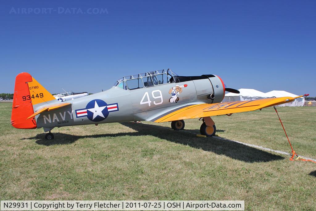 N29931, 1943 North American AT-6G Texan C/N 168-583 (49-3449), 1943 North American AT-6G, ex USAF 49-3449
at 2011 Oshkosh