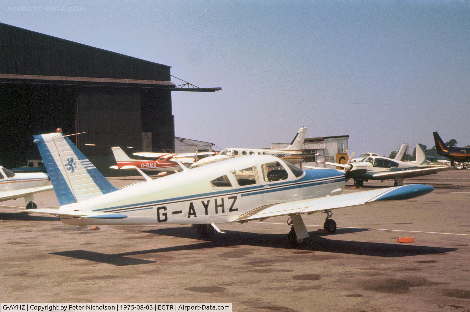 G-AYHZ, 1976 Piper PA-28R-200 Cherokee Arrow C/N 28R-35737, PA-28R-200 Cherokee Arrow seen at Elstree in the Summer of 1975.