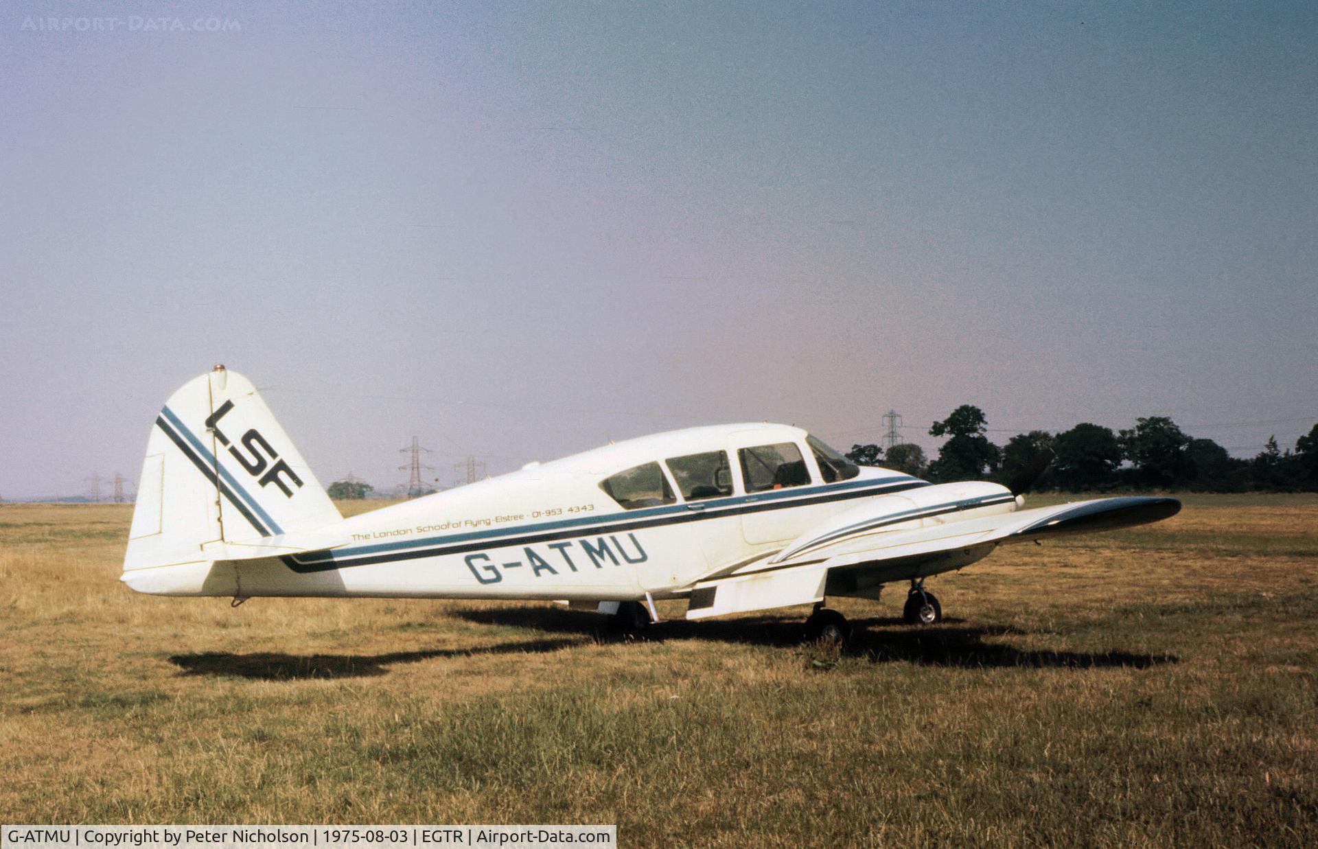 G-ATMU, 1965 Piper PA-23-160 Apache C/N 23-2000, PA-23 Apache of the London School of Flying at Elstree in the Summer of 1975.