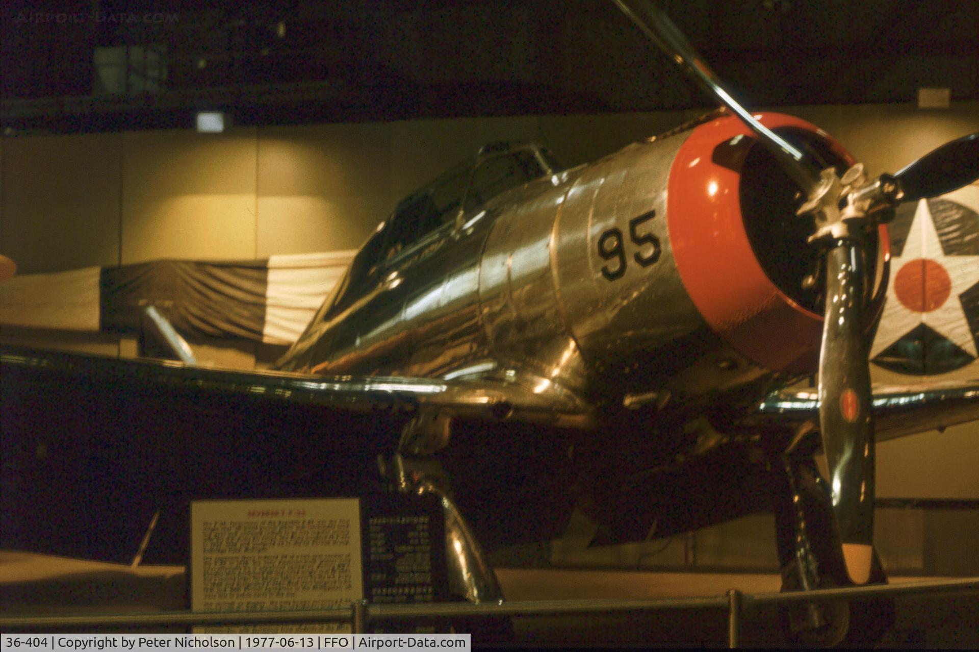 36-404, 1936 Seversky P-35 C/N 95, Another view of the Seversky P-35 as seen at the USAF Museum in the Summer of 1977.