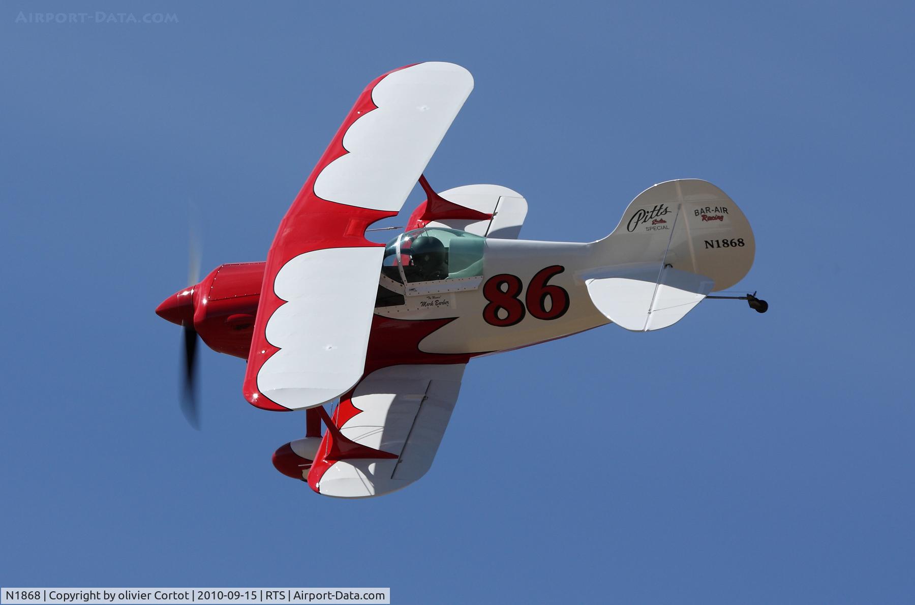 N1868, 1973 Pitts S-1 Special C/N 3, Racing ar Reno, 2010