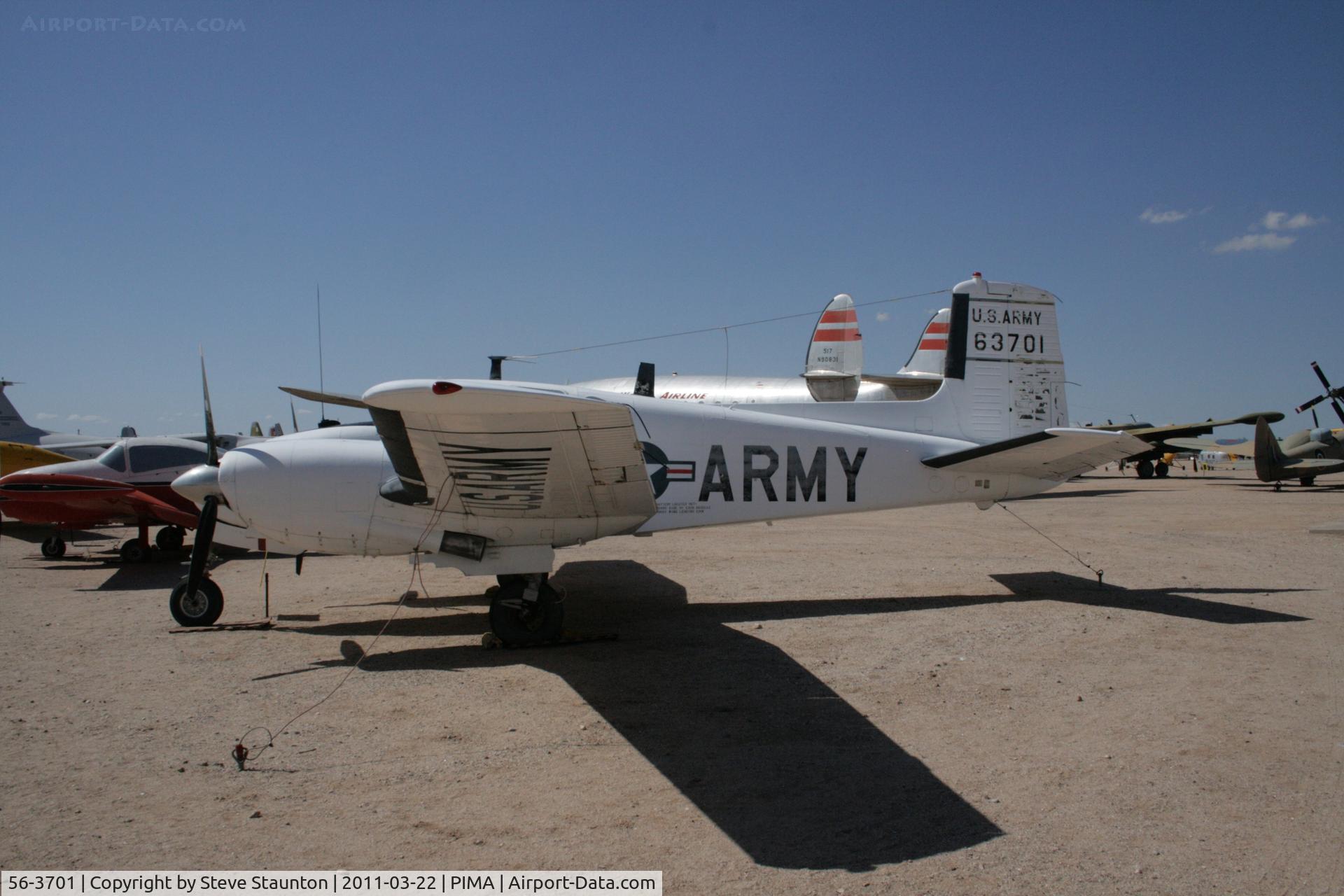56-3701, Beech U-8D Seminole C/N LH.102, Taken at Pima Air and Space Museum, in March 2011 whilst on an Aeroprint Aviation tour