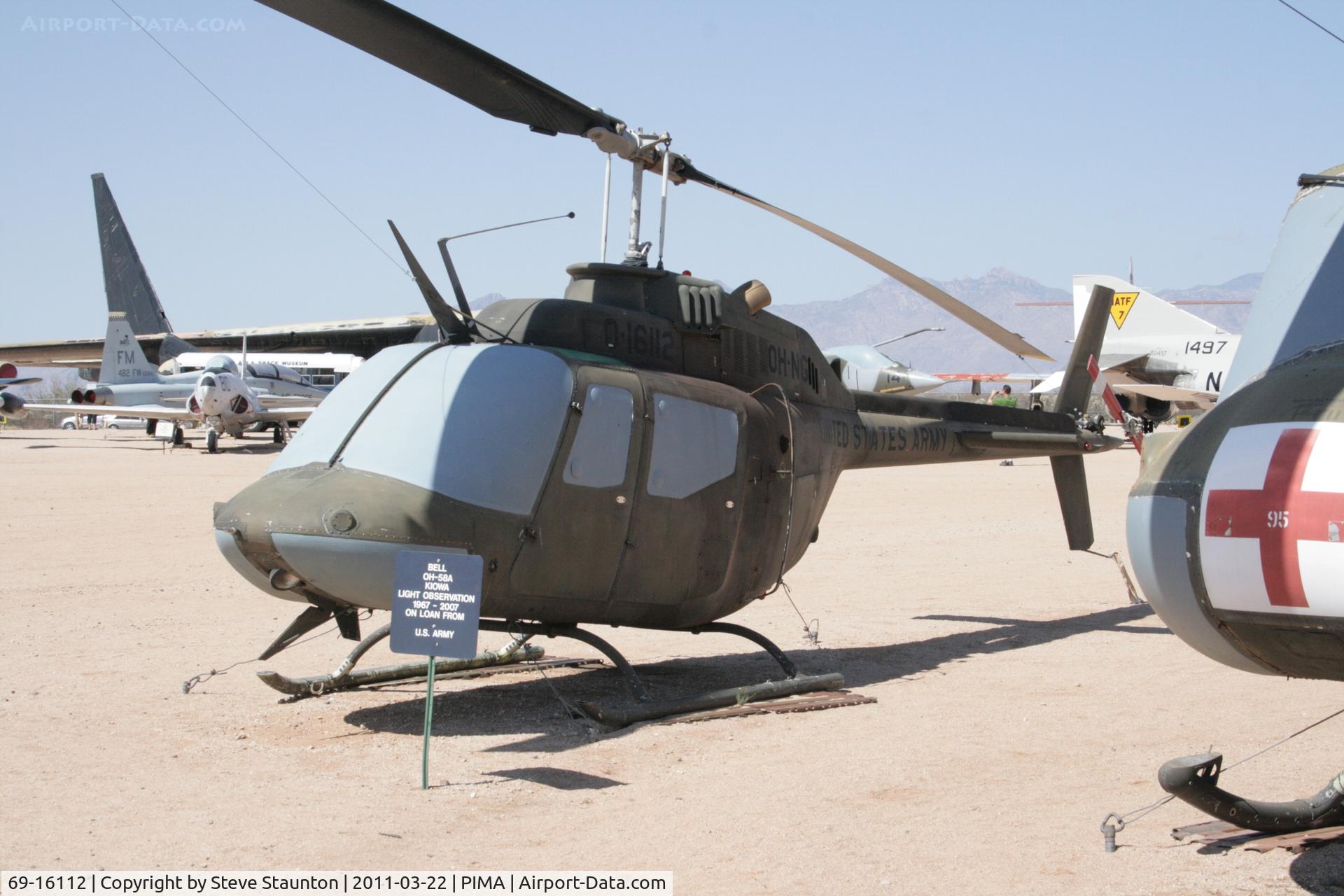69-16112, Bell OH-58A Kiowa C/N 40333, Taken at Pima Air and Space Museum, in March 2011 whilst on an Aeroprint Aviation tour