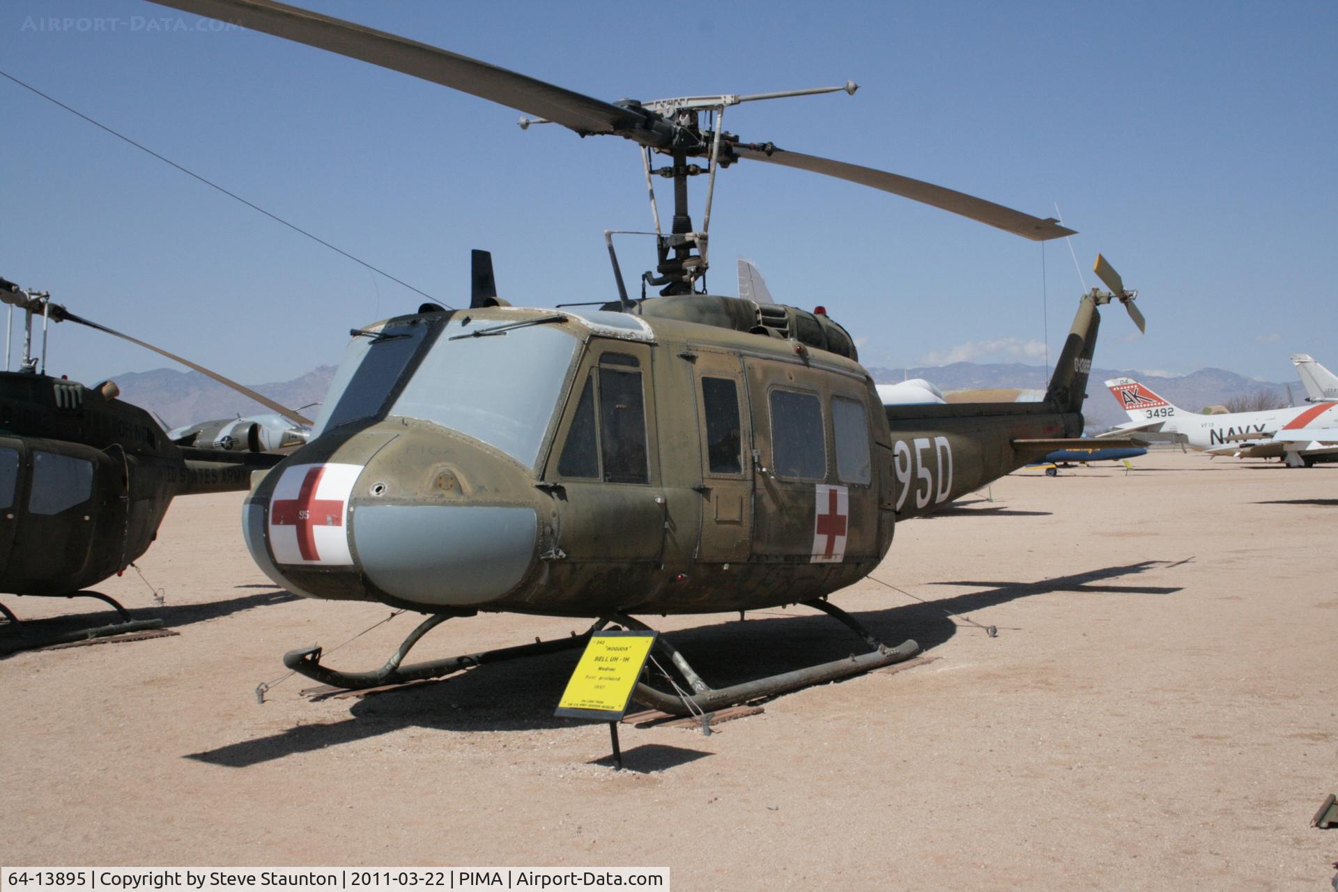 64-13895, 1964 Bell UH-1H Iroquois C/N 4602, Taken at Pima Air and Space Museum, in March 2011 whilst on an Aeroprint Aviation tour