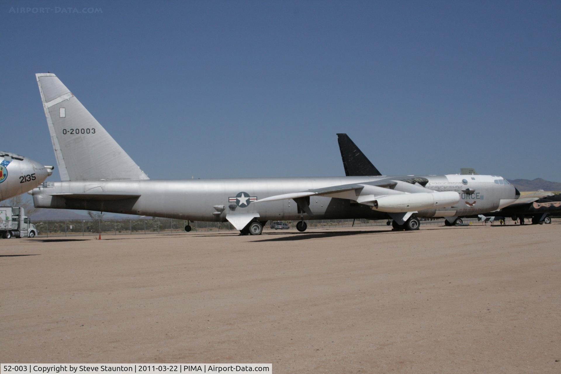 52-003, 1952 Boeing NB-52A Stratofortress C/N 16493, Taken at Pima Air and Space Museum, in March 2011 whilst on an Aeroprint Aviation tour