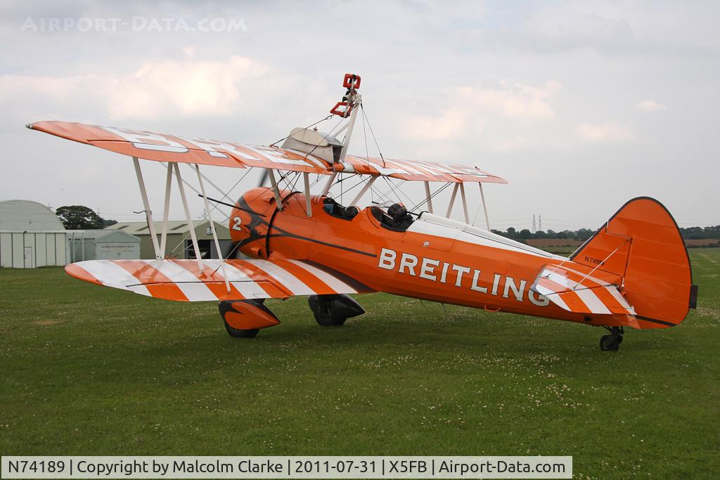 N74189, 1941 Boeing PT-17/R985 Kaydet (A75N1) C/N 75-717, Stearman PT-17 at Fishburn Airfield, July 2011.