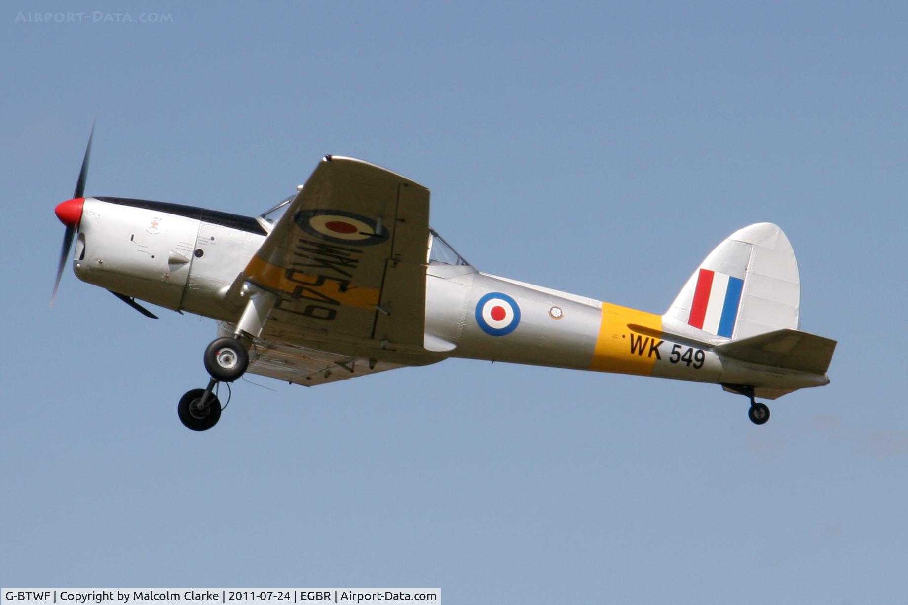 G-BTWF, 1951 De Havilland DHC-1 Chipmunk T.10 C/N C1/0564, De Havilland DHC-1 Chipmunk 22 at Breighton Airfield's Wings & Wheels Weekend, July 2011.