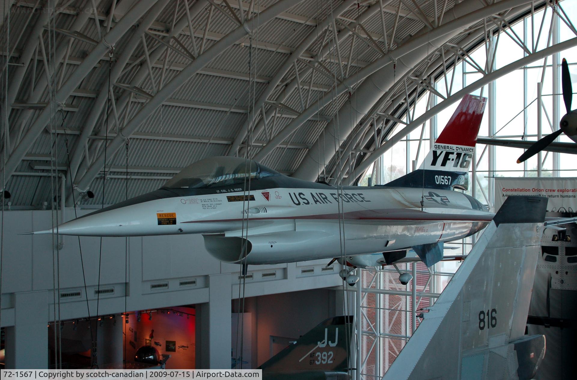72-1567, General Dynamics YF-16A Fighting Falcon C/N 60-1, General Dynamics YF-16A Fighting Falcon at the Virginia Air & Space Center, Hampton, VA