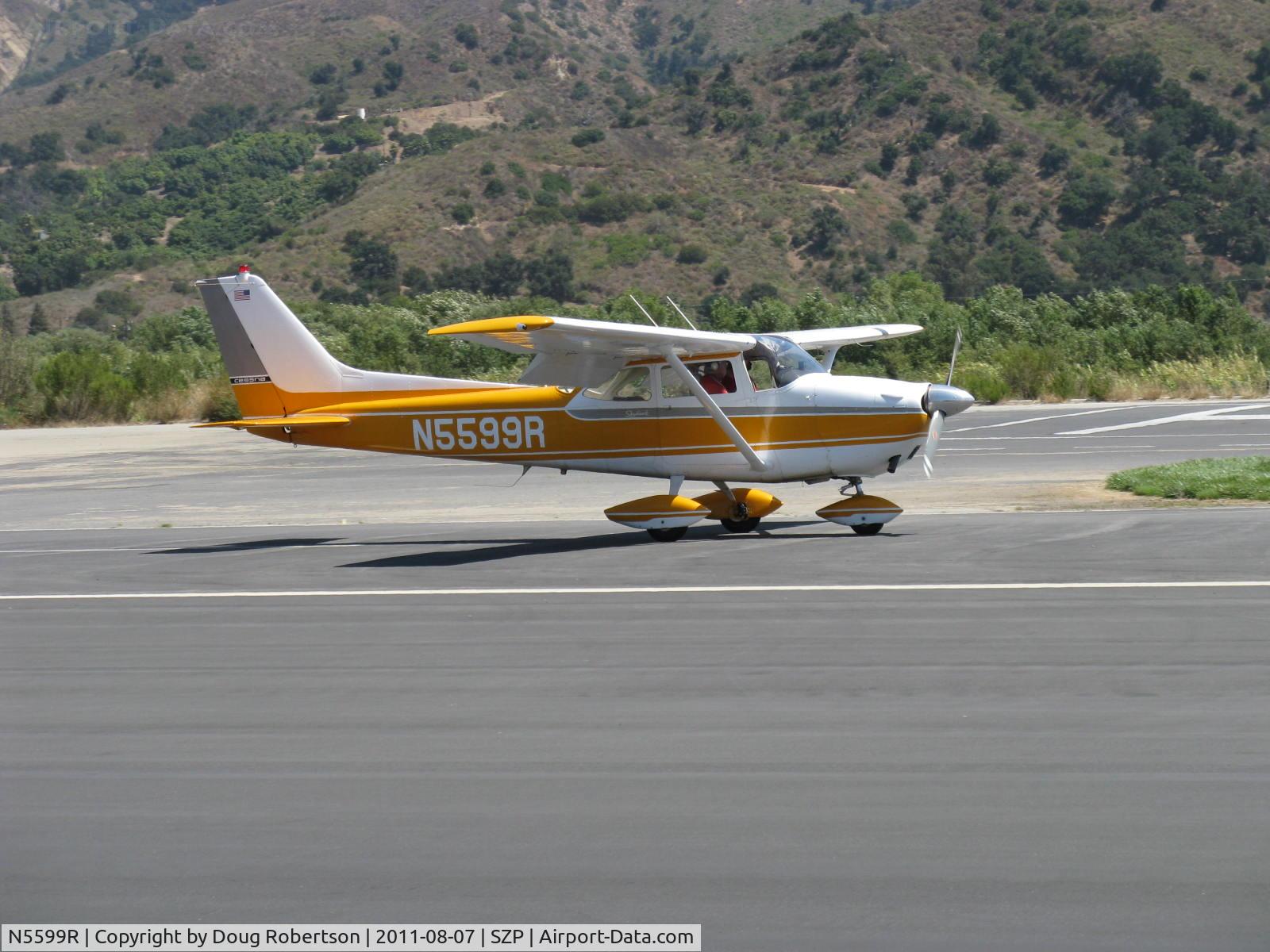N5599R, 1965 Cessna 172F C/N 17253205, 1965 Cessna 172F SKYHAWK, Continental O-300 145 Hp 6 cylinder, landing roll Rwy 22