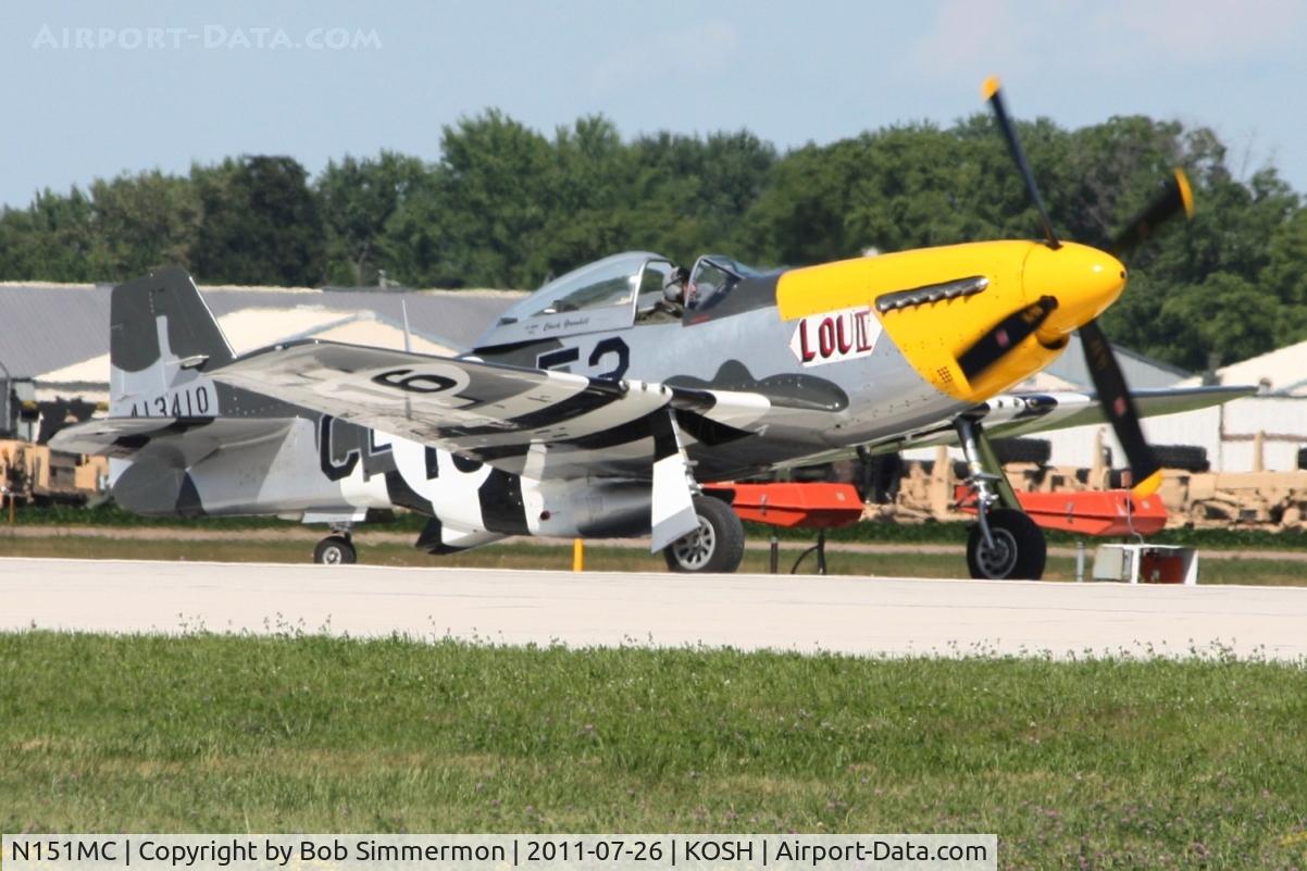 N151MC, 1968 North American F-51D Mustang Mustang C/N AF6722581, Departing Airventure 2011.