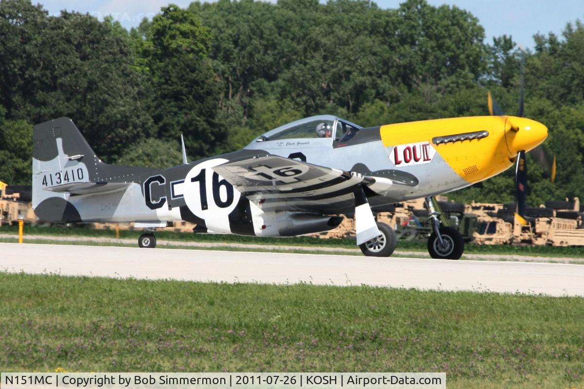 N151MC, 1968 North American F-51D Mustang Mustang C/N AF6722581, Departing Airventure 2011.
