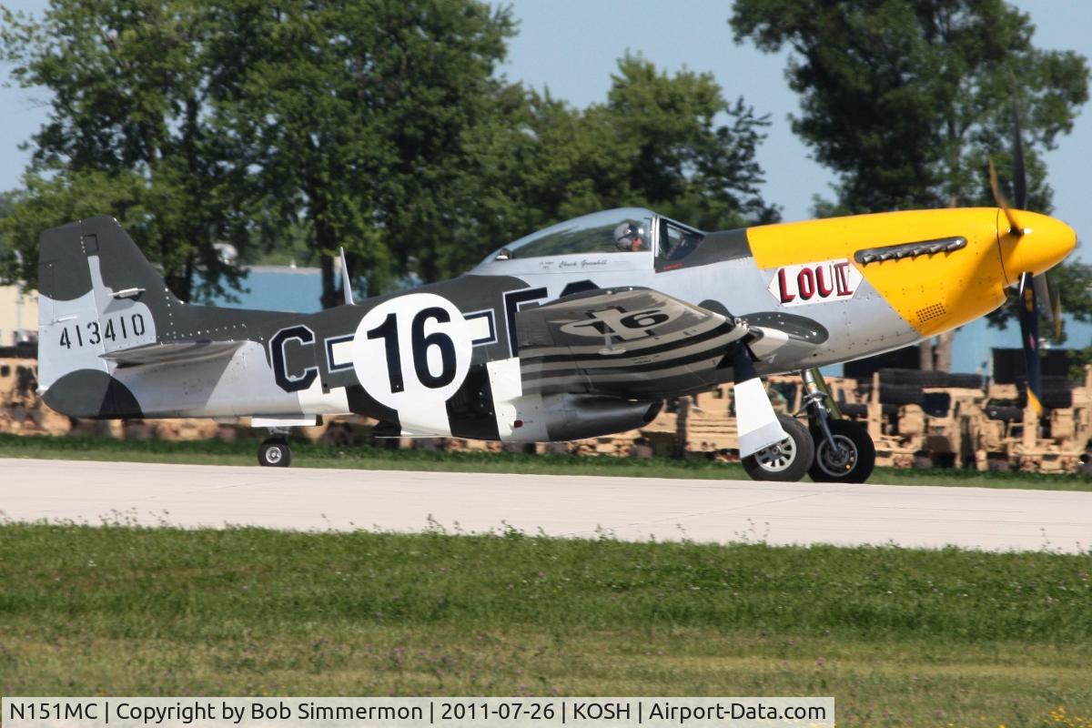 N151MC, 1968 North American F-51D Mustang Mustang C/N AF6722581, Departing Airventure 2011.