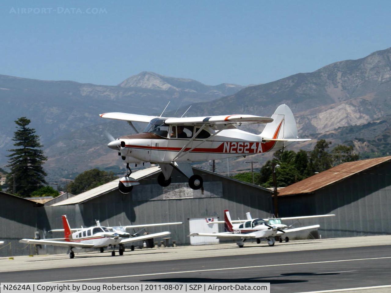 N2624A, 1953 Piper PA-22-135 Tri-Pacer C/N 22-1091, 1953 Piper PA-22-135 TRI-PACER, Lycoming O-320 upgrade, landing Rwy 22