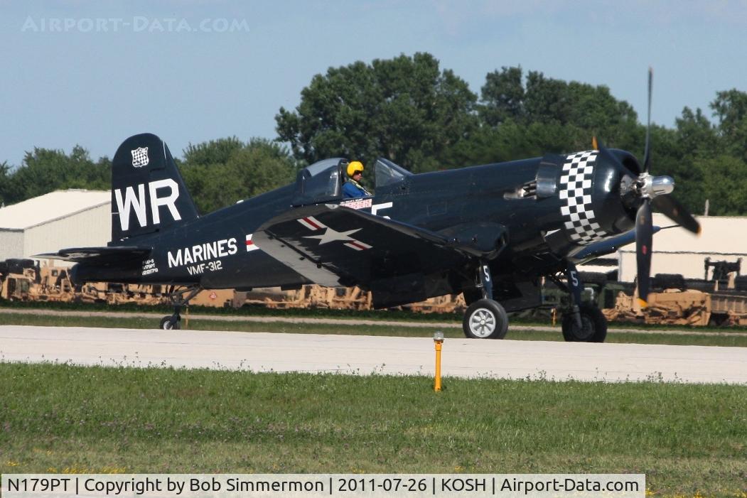 N179PT, 1948 Vought F4U-5 Corsair C/N Not found (Bu122179), Departing Airventure 2011.