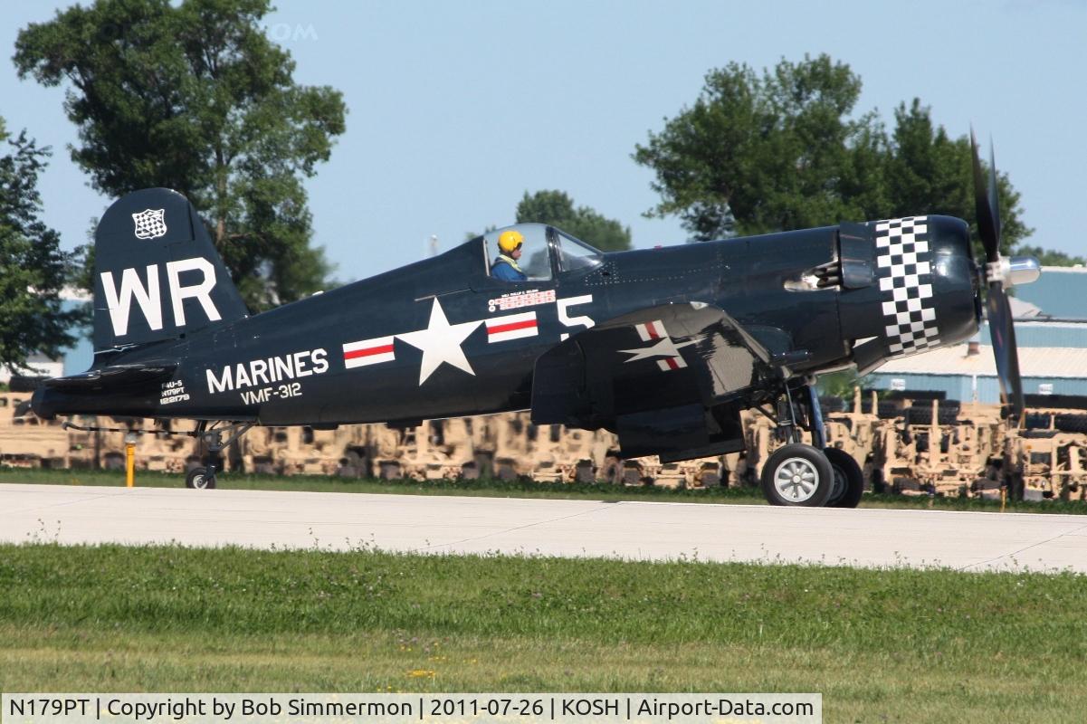 N179PT, 1948 Vought F4U-5 Corsair C/N Not found (Bu122179), Departing Airventure 2011.