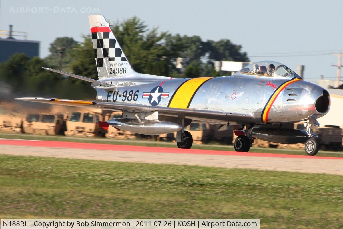 N188RL, 1952 North American F-86F Sabre C/N 191-682, Departing Airventure 2011.
