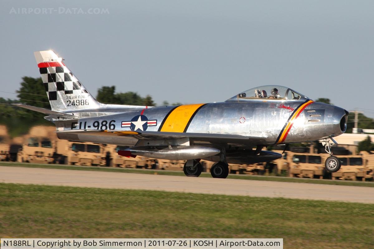 N188RL, 1952 North American F-86F Sabre C/N 191-682, Departing Airventure 2011.