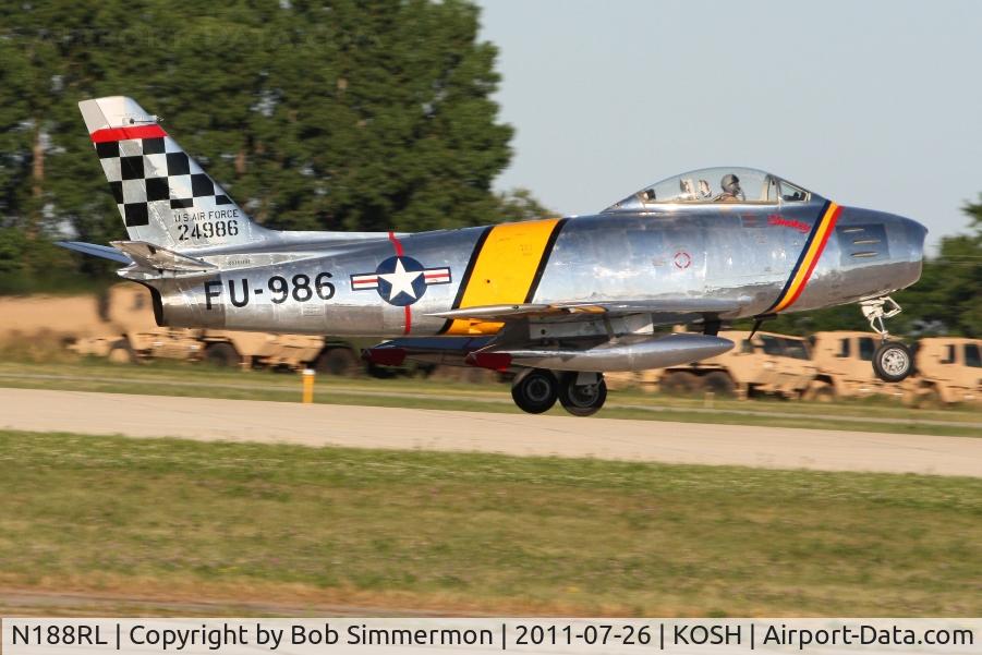 N188RL, 1952 North American F-86F Sabre C/N 191-682, Departing Airventure 2011.