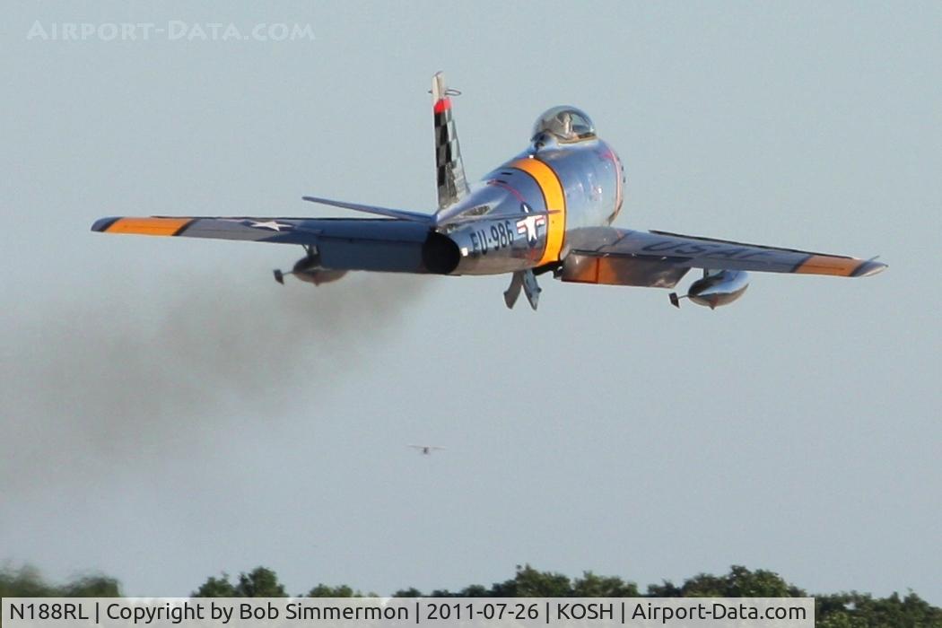 N188RL, 1952 North American F-86F Sabre C/N 191-682, Departing Airventure 2011.