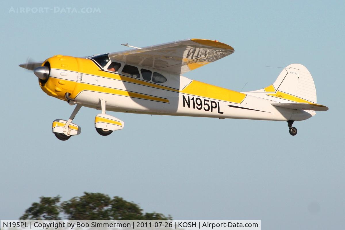 N195PL, 1948 Cessna 195 C/N 7262, Departing Airventure 2011.