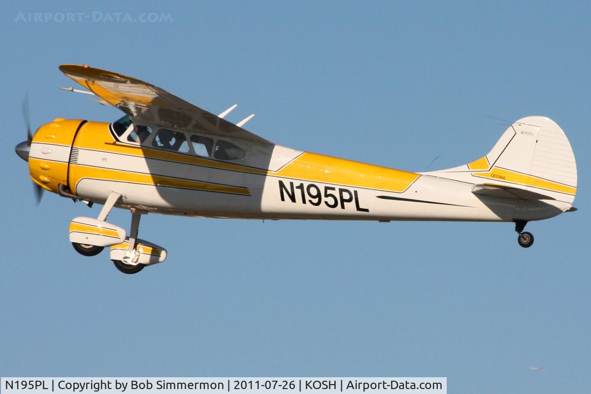 N195PL, 1948 Cessna 195 C/N 7262, Departing Airventure 2011.