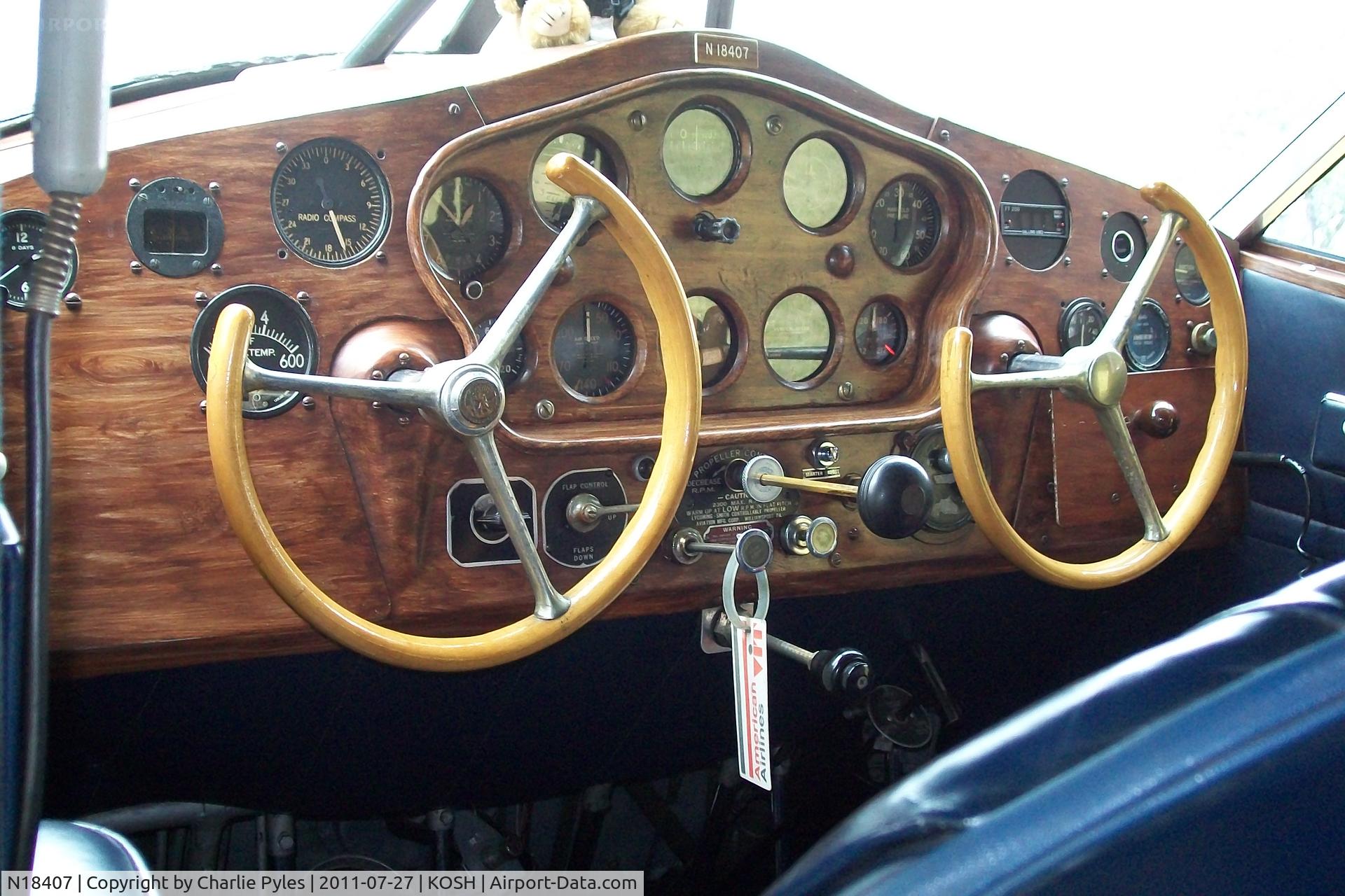 N18407, 1937 Stinson SR-9C Reliant C/N 5313, Nice cockpit shot of an old airline veteran.