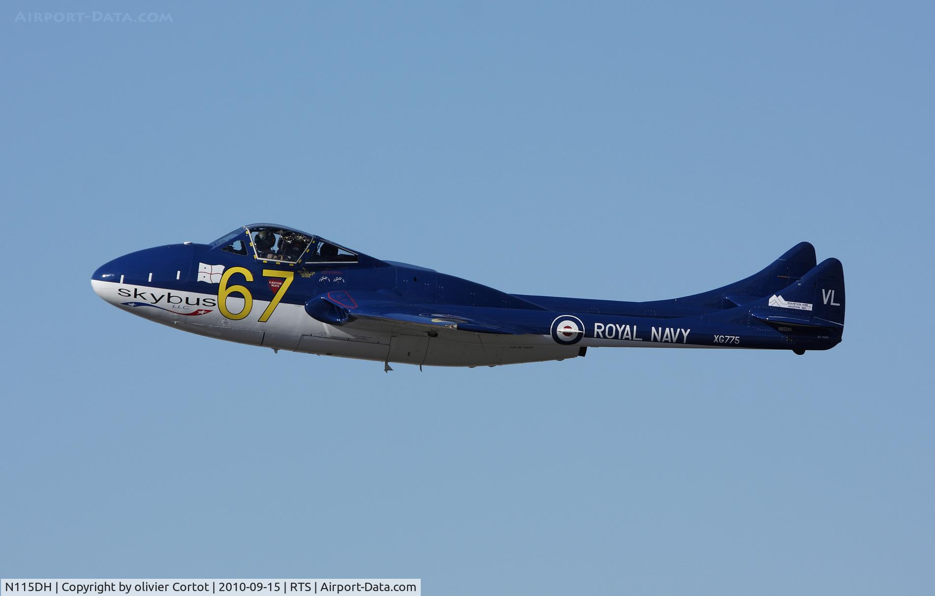 N115DH, 1956 De Havilland (F+W Emmen) Vampire T.55 (DH-115) C/N 866, Taking off from Reno