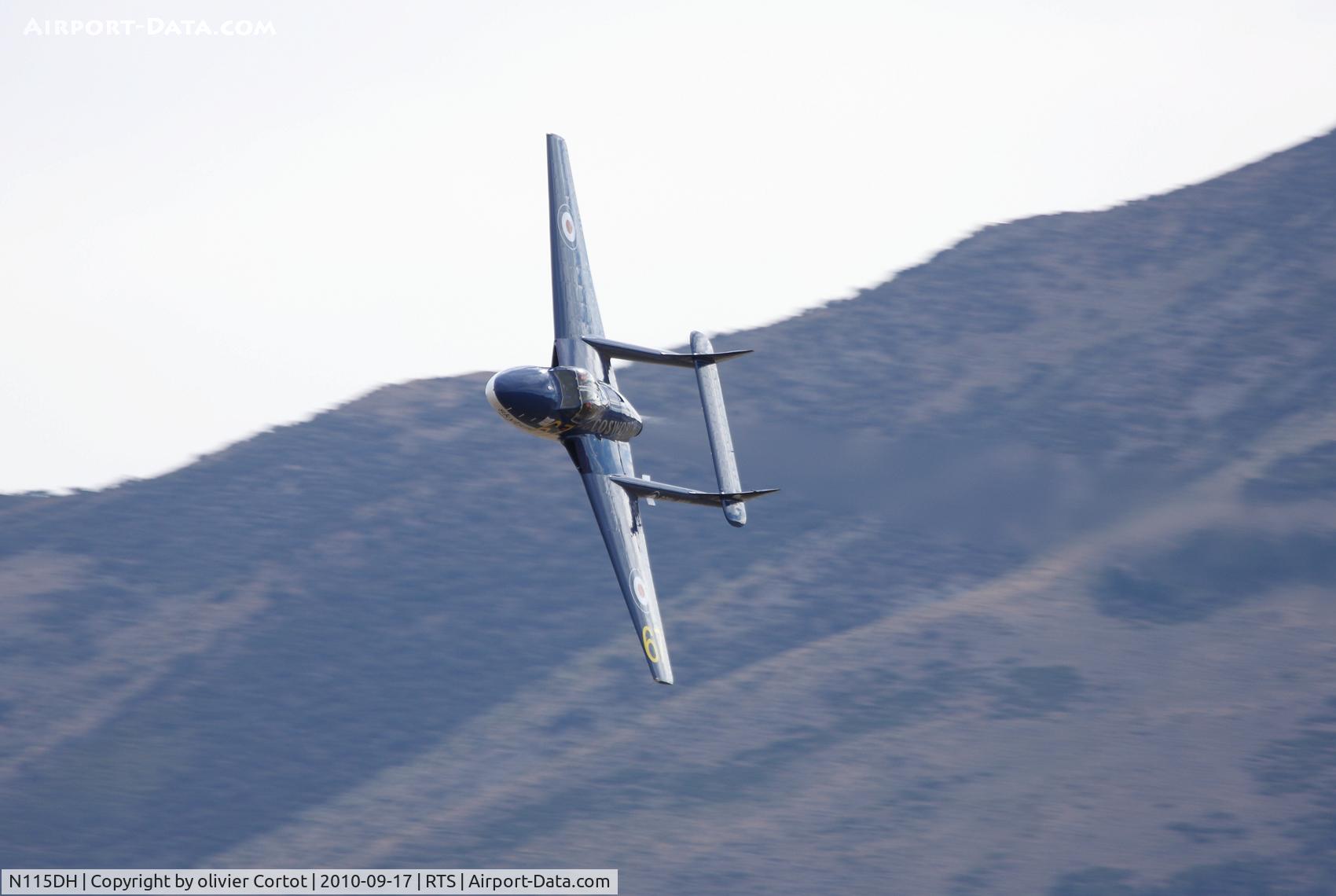 N115DH, 1956 De Havilland (F+W Emmen) Vampire T.55 (DH-115) C/N 866, full thrust ! Reno 2010