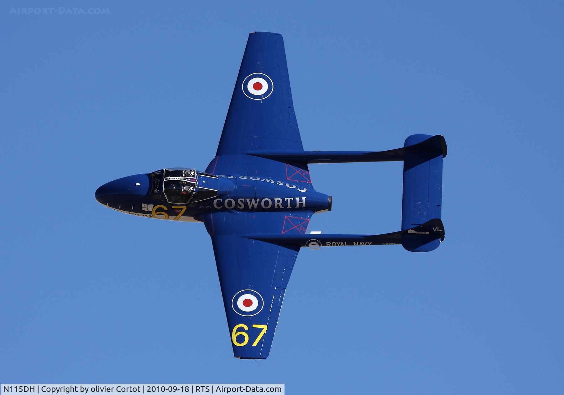 N115DH, 1956 De Havilland (F+W Emmen) Vampire T.55 (DH-115) C/N 866, an exotic opponent for the Aero L-39 & L-29 at Reno