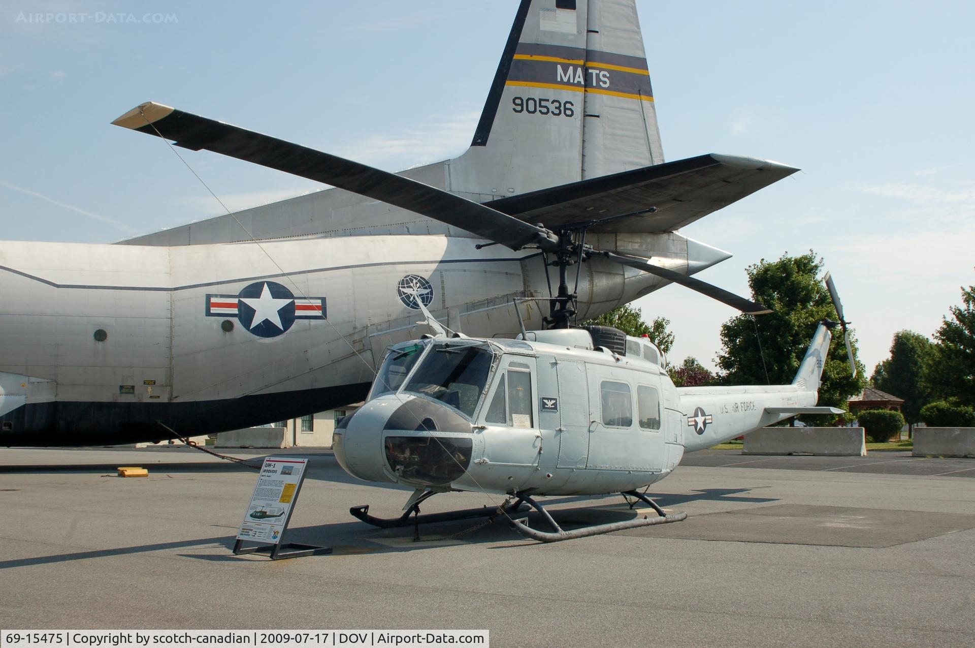 69-15475, 1969 Bell UH-1H Iroquois C/N 11763, 1969 Bell UH-1H Iroquois Helicopter at the Air Mobility Command Museum, Dover AFB, DE