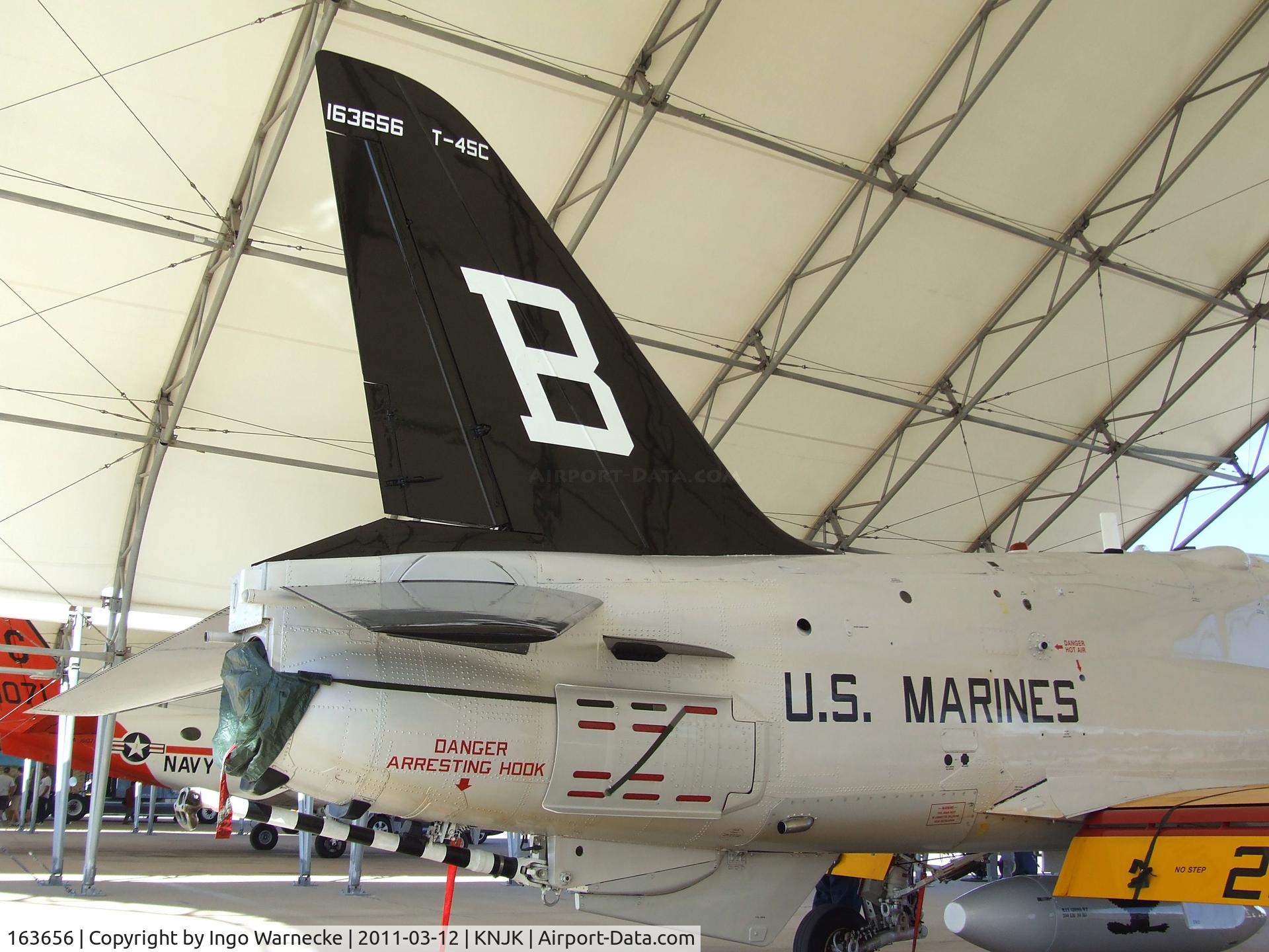 163656, McDonnell Douglas T-45C Goshawk C/N A058, McDonnell Douglas T-45A Goshawk of the USMC in pre-WW2 special colours at the 2011 airshow at El Centro NAS, CA