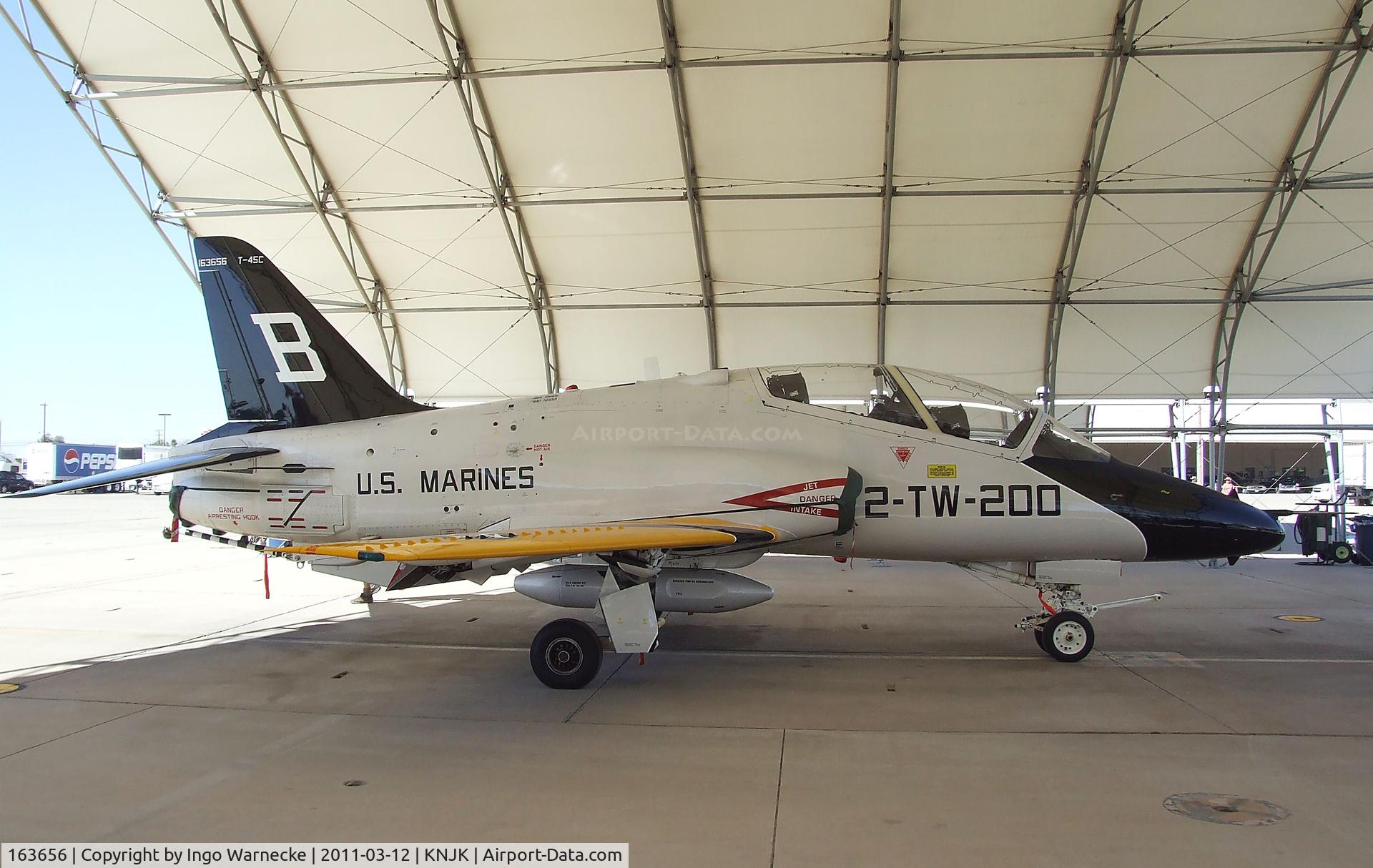 163656, McDonnell Douglas T-45C Goshawk C/N A058, McDonnell Douglas T-45A Goshawk of the USMC in pre-WW2 special colours at the 2011 airshow at El Centro NAS, CA