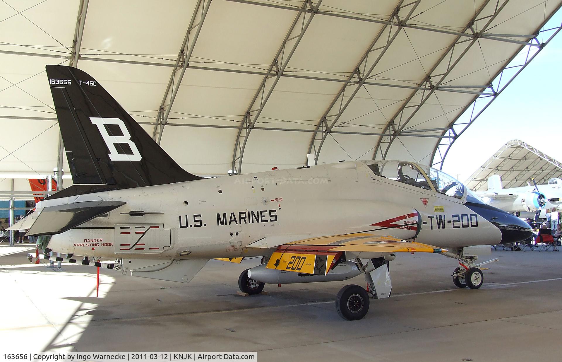 163656, McDonnell Douglas T-45C Goshawk C/N A058, McDonnell Douglas T-45A Goshawk of the USMC in pre-WW2 special colours at the 2011 airshow at El Centro NAS, CA