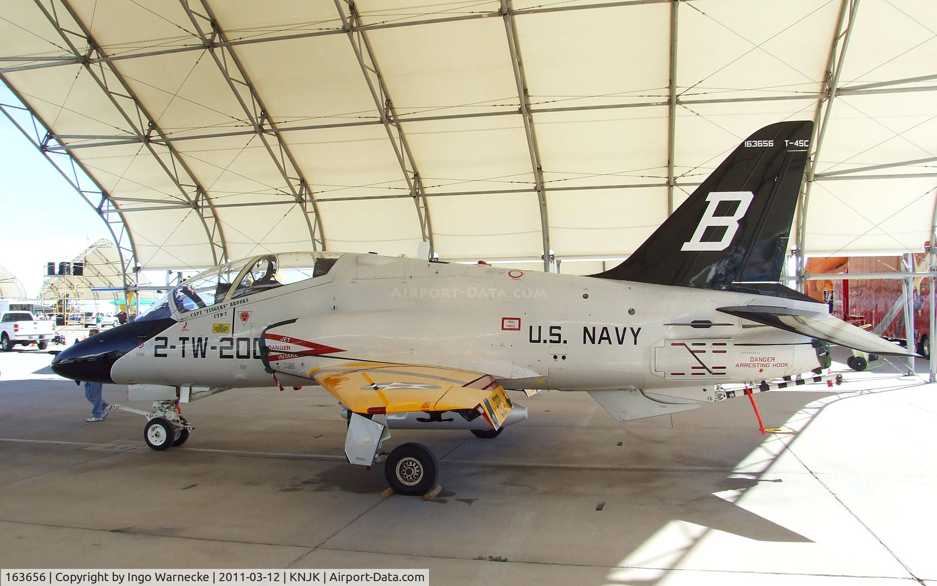 163656, McDonnell Douglas T-45C Goshawk C/N A058, McDonnell Douglas T-45A Goshawk of the USMC in pre-WW2 special colours at the 2011 airshow at El Centro NAS, CA