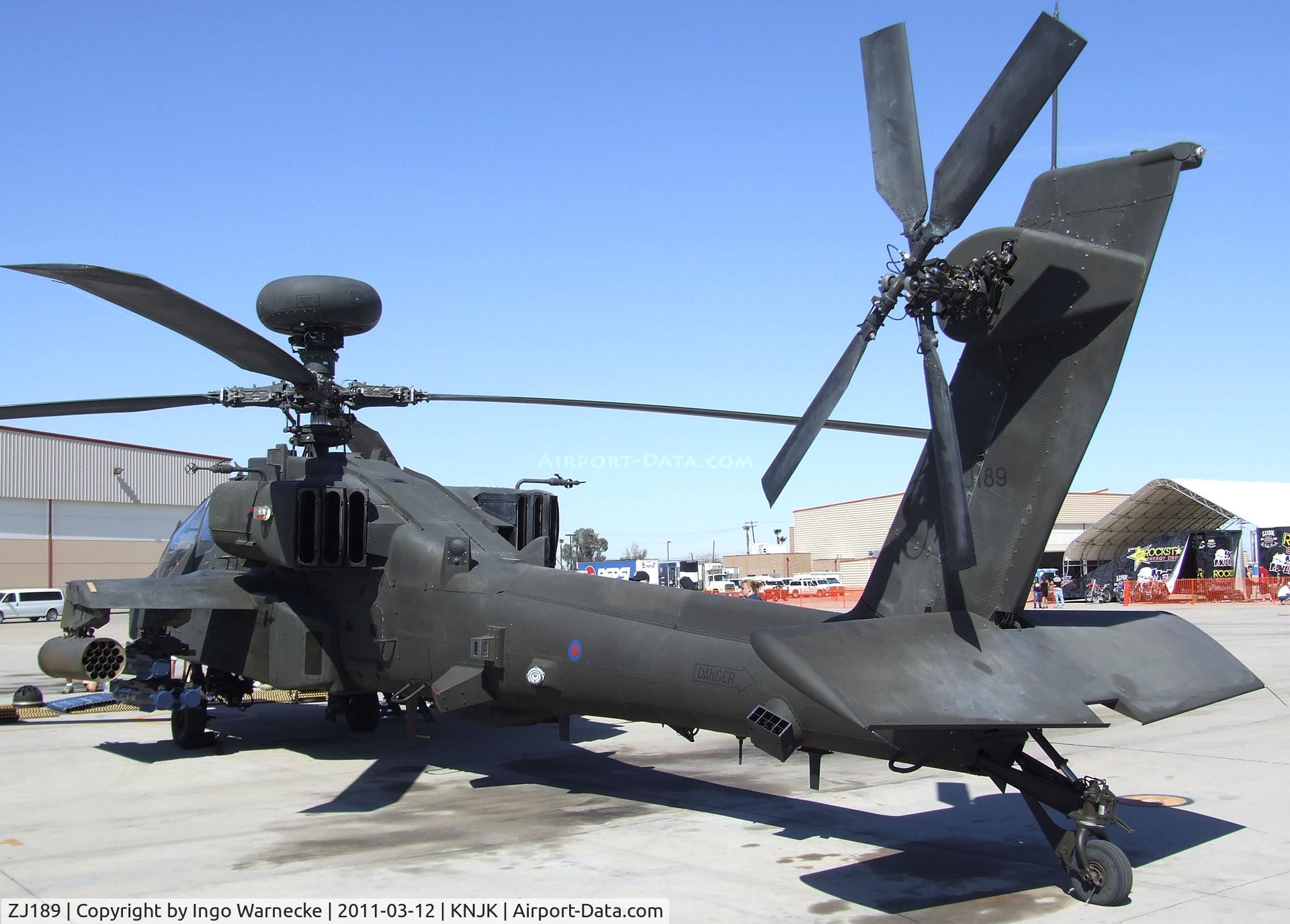 ZJ189, Westland Apache AH.1 C/N DU024/WAH024, Boeing (Westland) Apache AH.1 of the Royal Army Army Air Corps at the 2011 airshow at El Centro NAS, CA