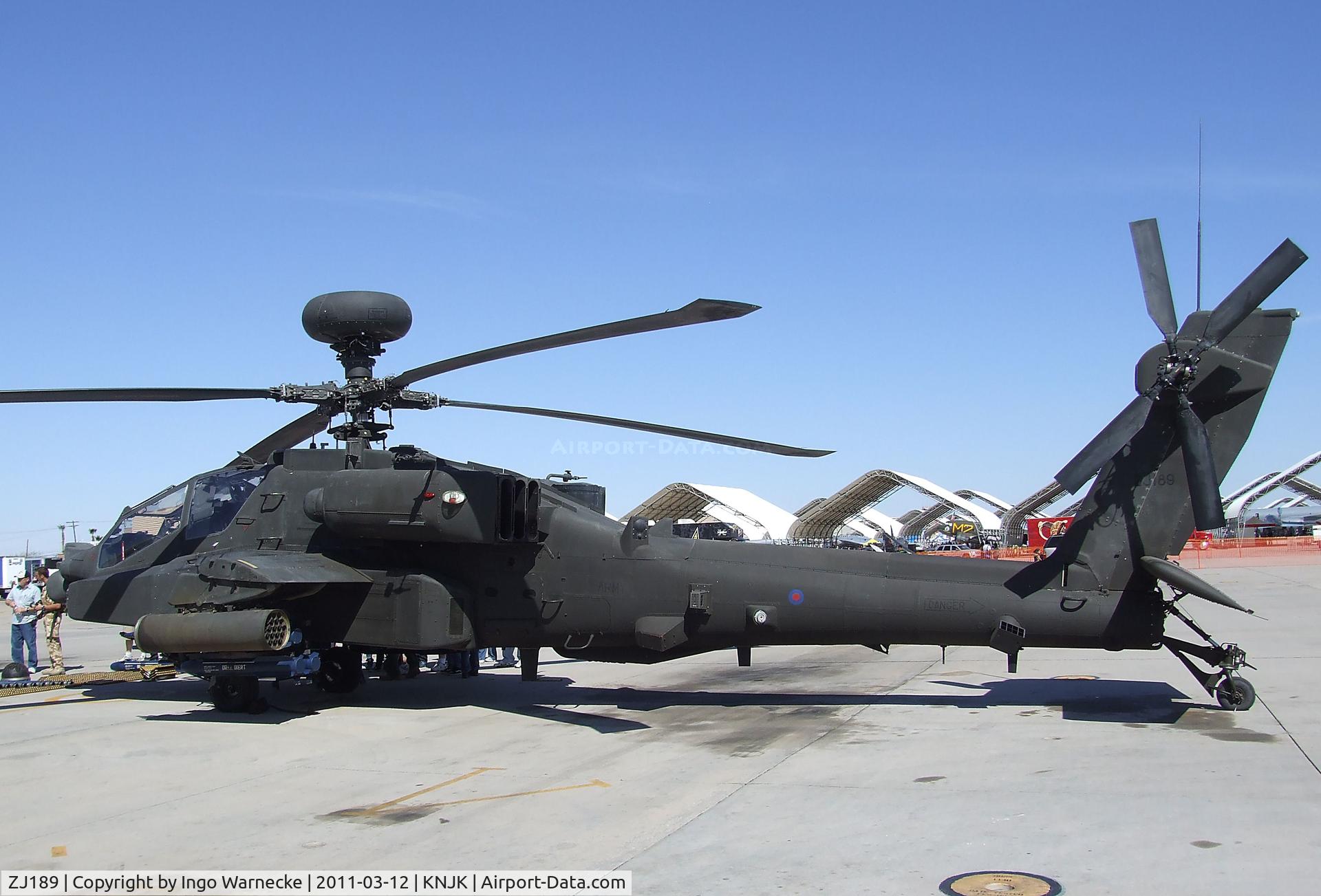 ZJ189, Westland Apache AH.1 C/N DU024/WAH024, Boeing (Westland) Apache AH1 of the Royal Army Army Air Corps at the 2011 airshow at El Centro NAS, CA