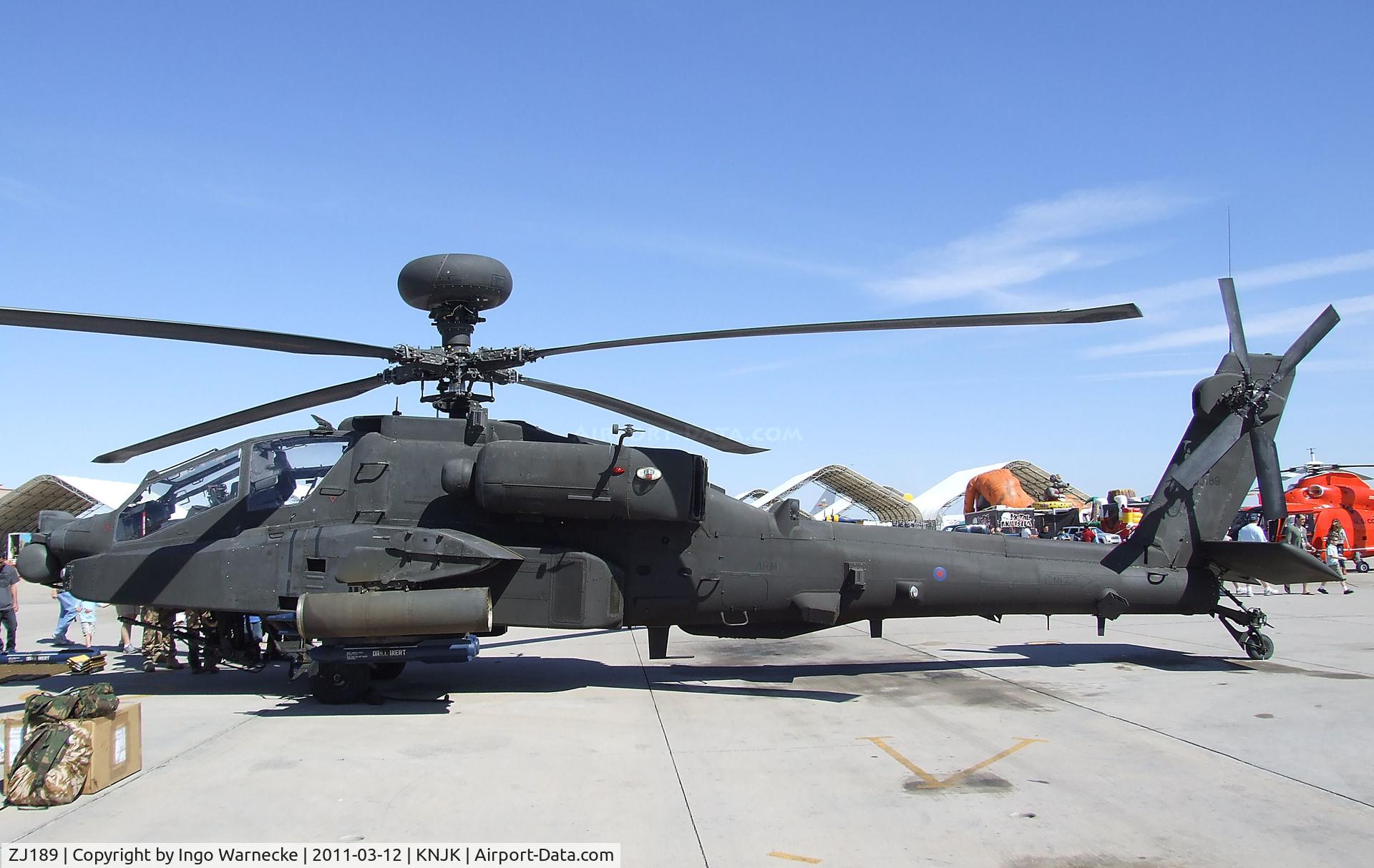 ZJ189, Westland Apache AH.1 C/N DU024/WAH024, Boeing (Westland) Apache AH1 of the Royal Army Army Air Corps at the 2011 airshow at El Centro NAS, CA