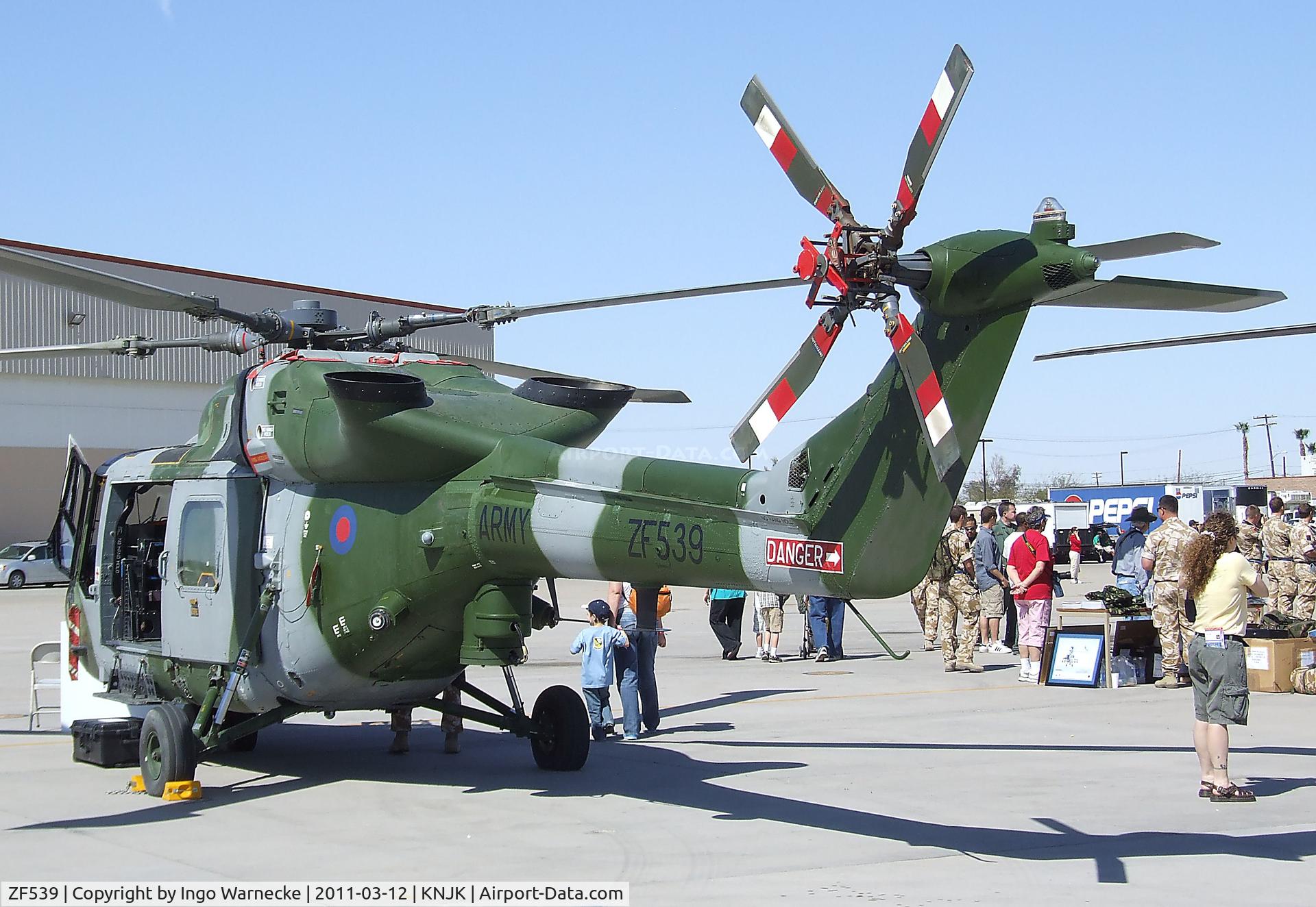 ZF539, 1987 Westland Lynx AH.9A C/N 331, Westland Lynx AH7 (upgraded to AH9) of the Royal Army Army Air Corps at the 2011 airshow at El Centro NAS, CA