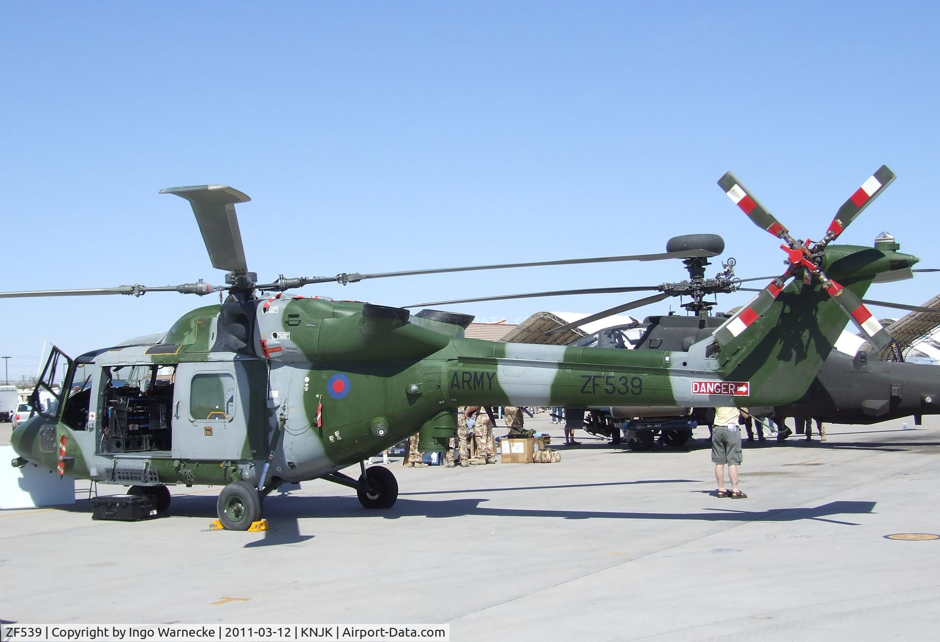 ZF539, 1987 Westland Lynx AH.9A C/N 331, Westland Lynx AH7 (upgraded to AH9) of the Royal Army Army Air Corps at the 2011 airshow at El Centro NAS, CA