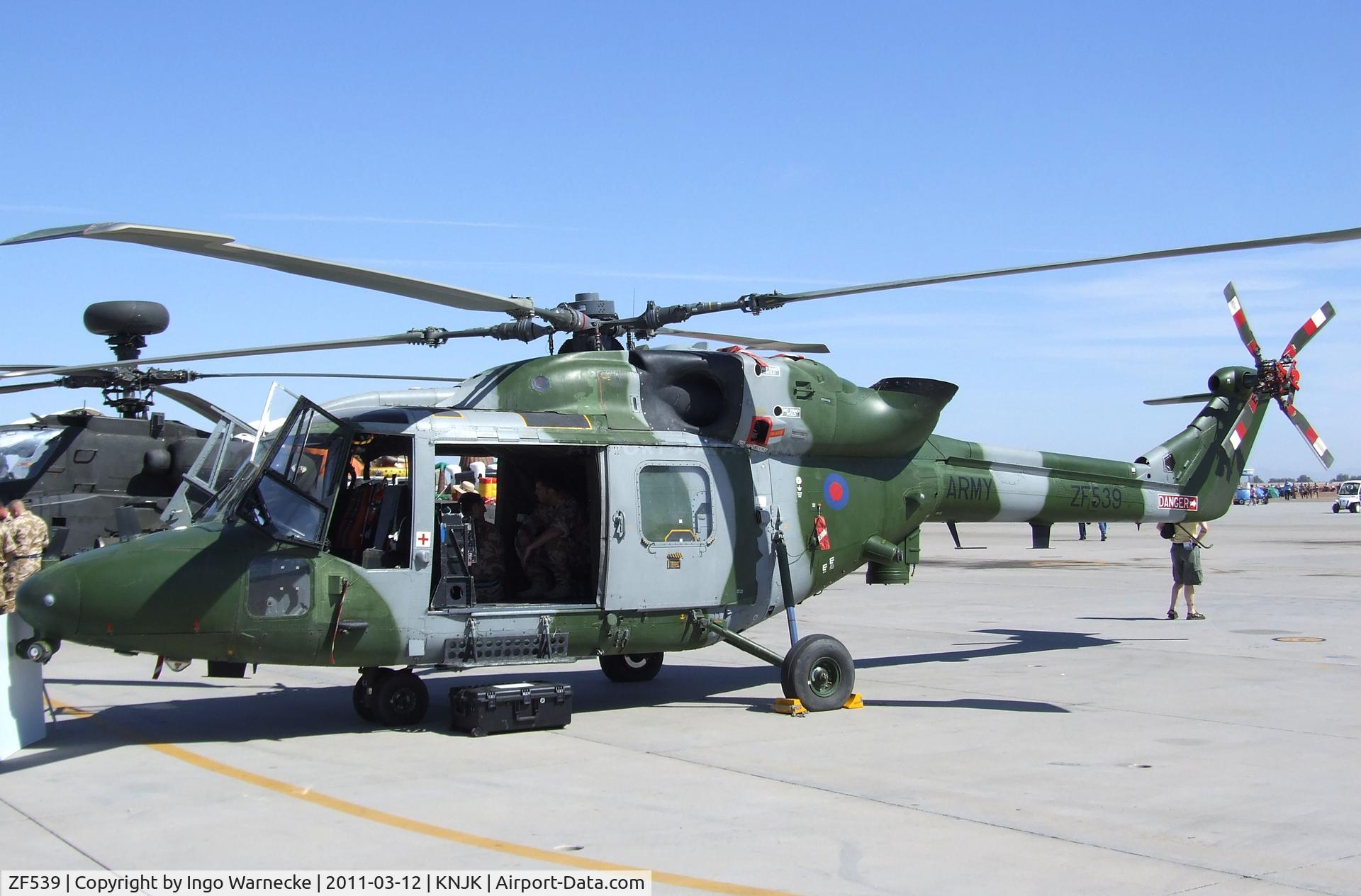ZF539, 1987 Westland Lynx AH.9A C/N 331, Westland Lynx AH7 (upgraded to AH9) of the Royal Army Army Air Corps at the 2011 airshow at El Centro NAS, CA