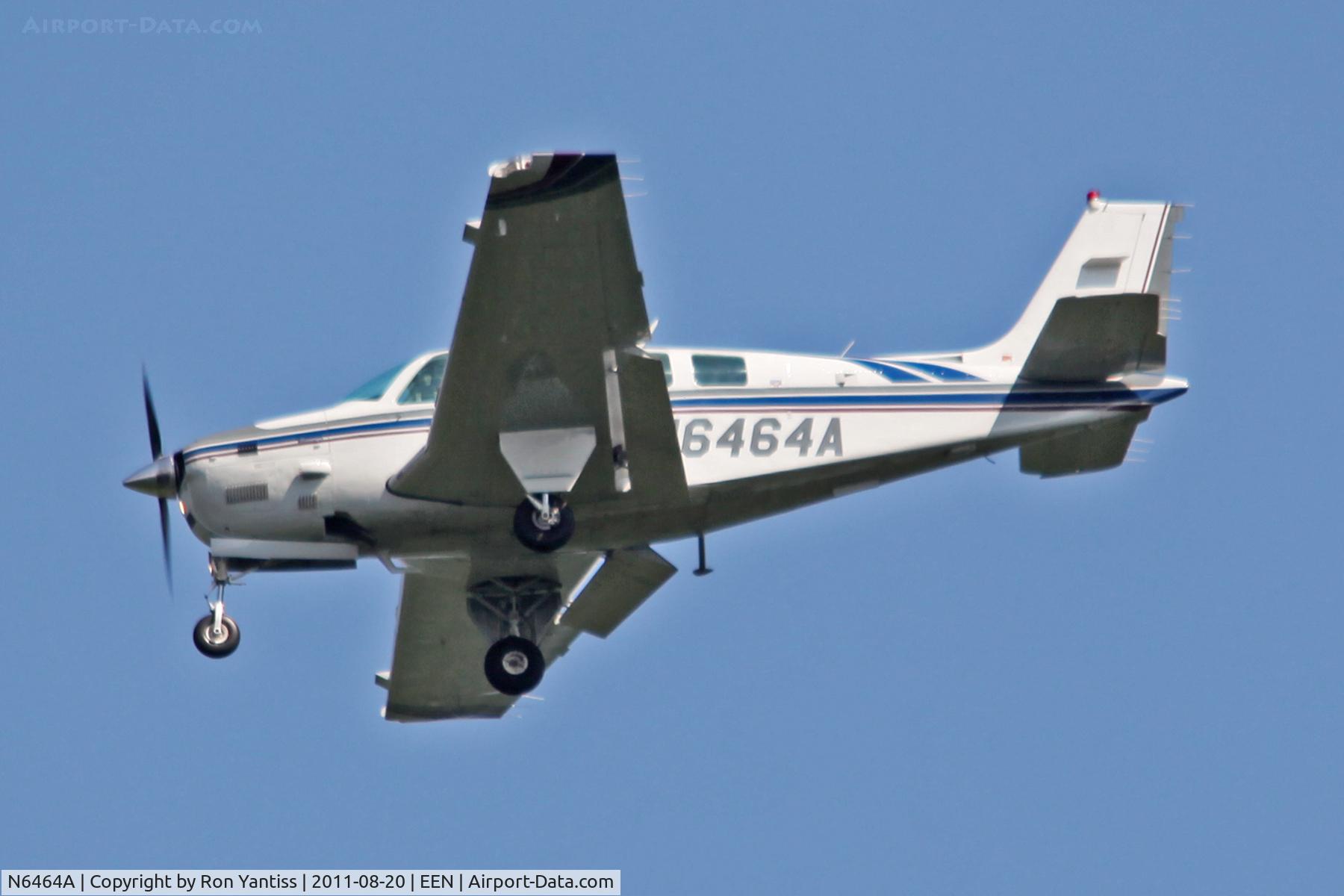 N6464A, 1982 Beech B36TC Bonanza C/N EA-330, On approach runway 02 Dillant-Hopkins Airport, Keene, NH